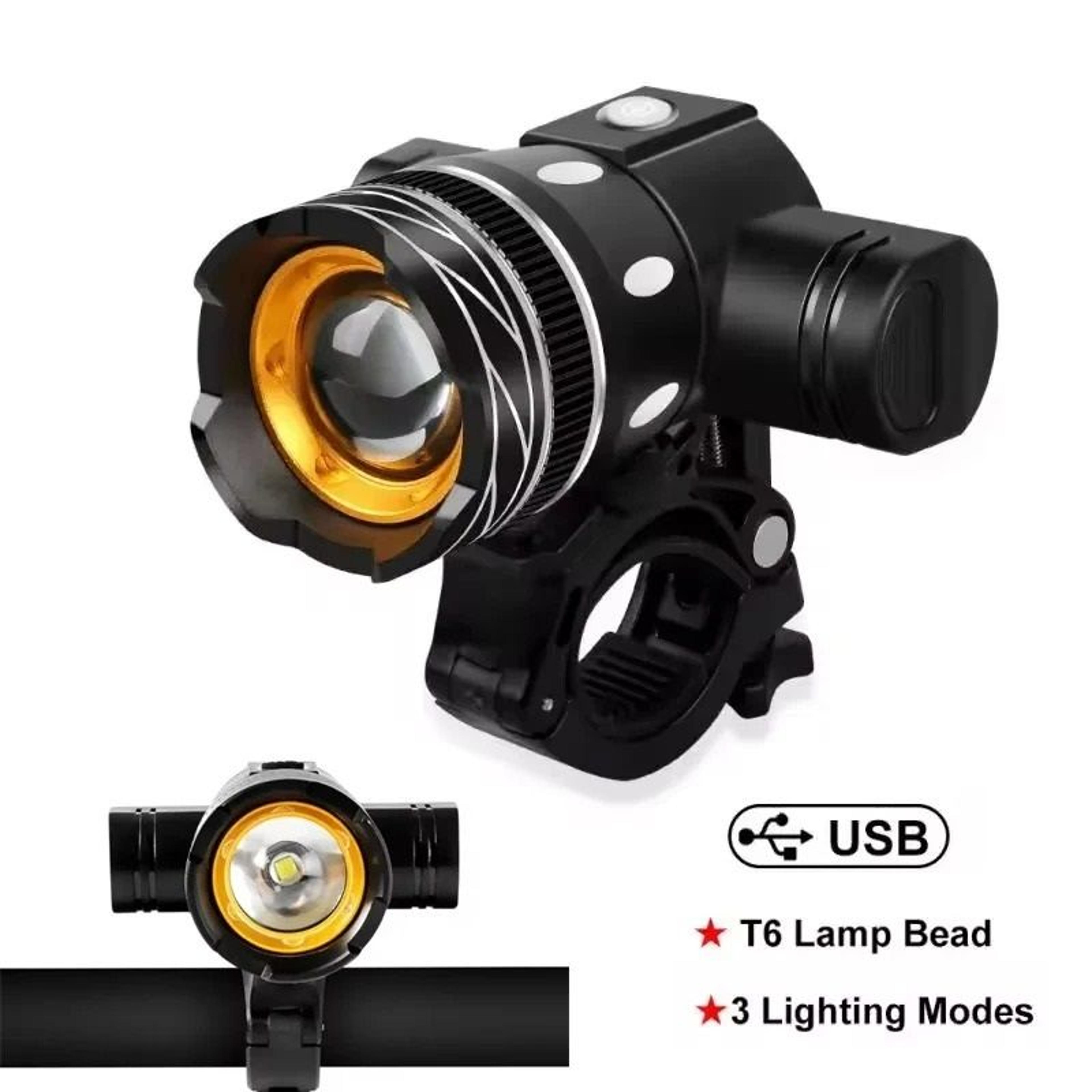 usb rechargeable bicycle front light with adjustable zoom