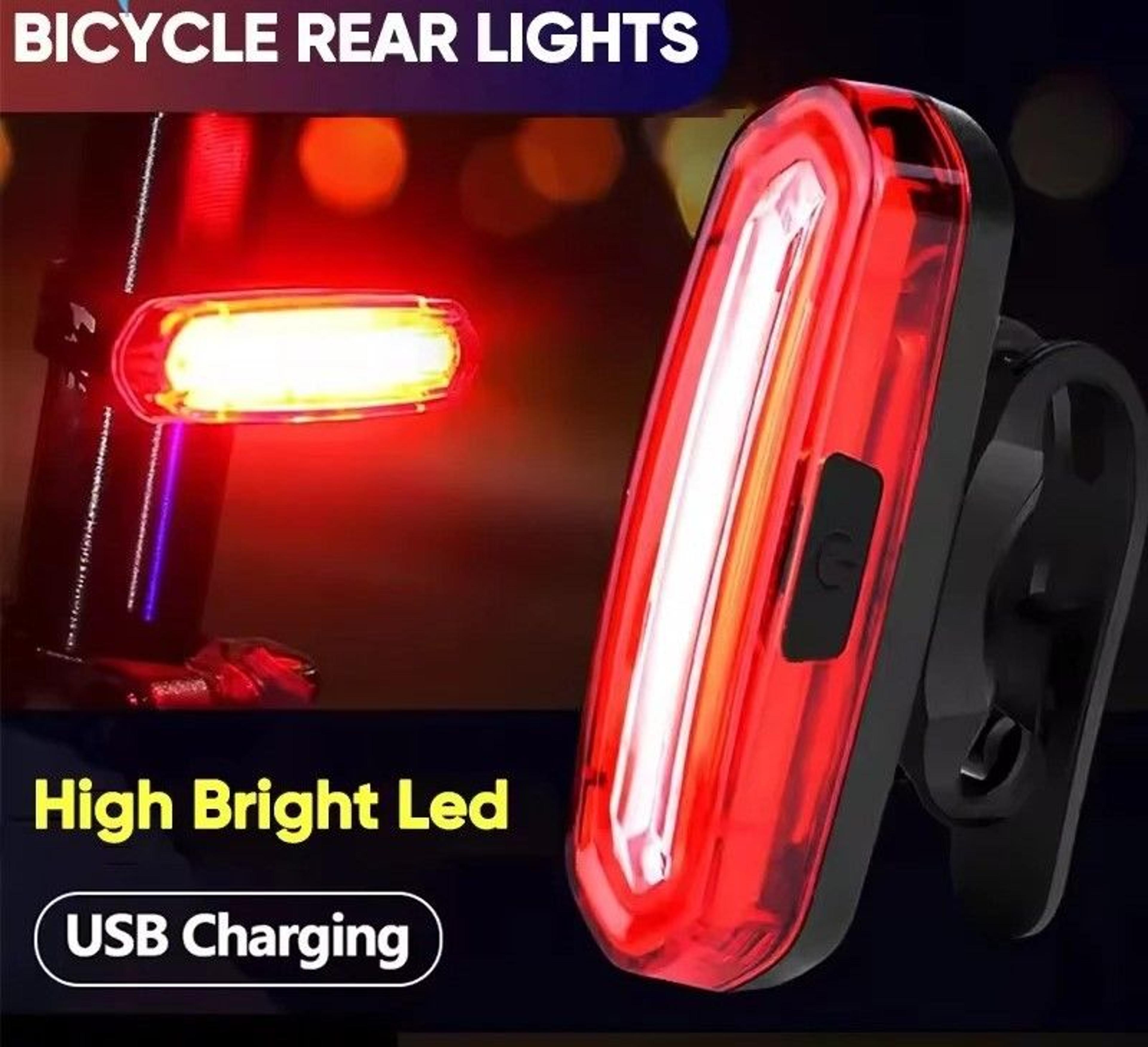 usb rechargeable bicycle tail light with bright cob led for night safety