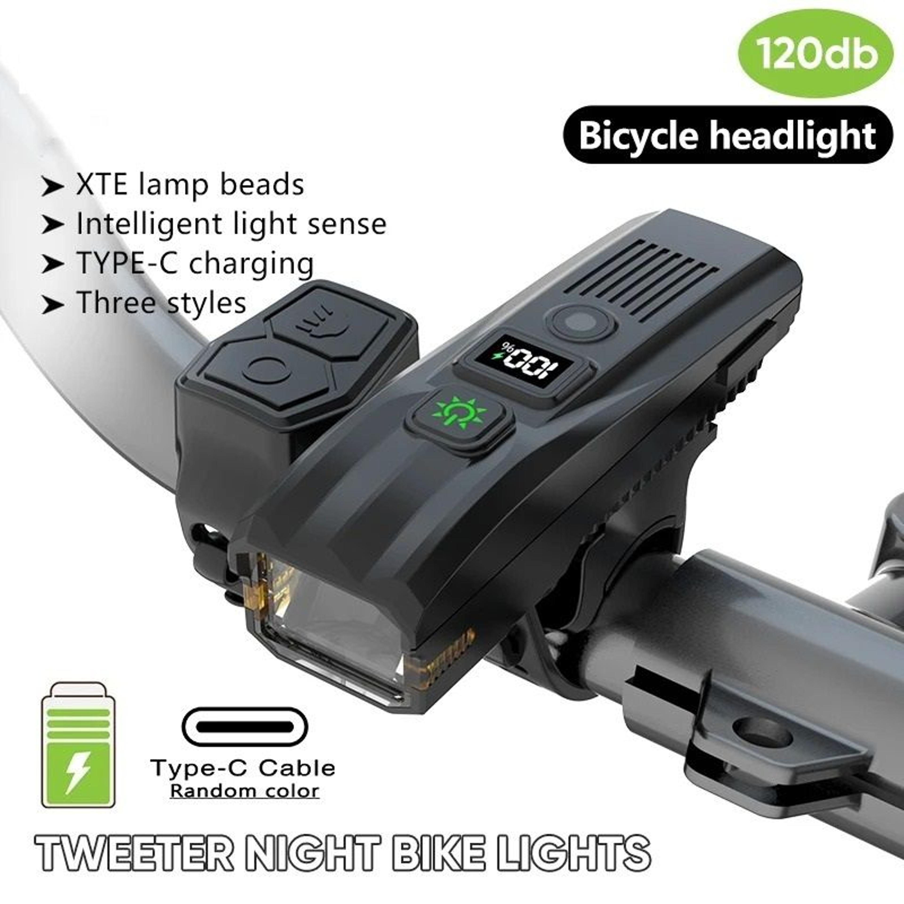 smart rechargeable bicycle front light with wire free remote and horn