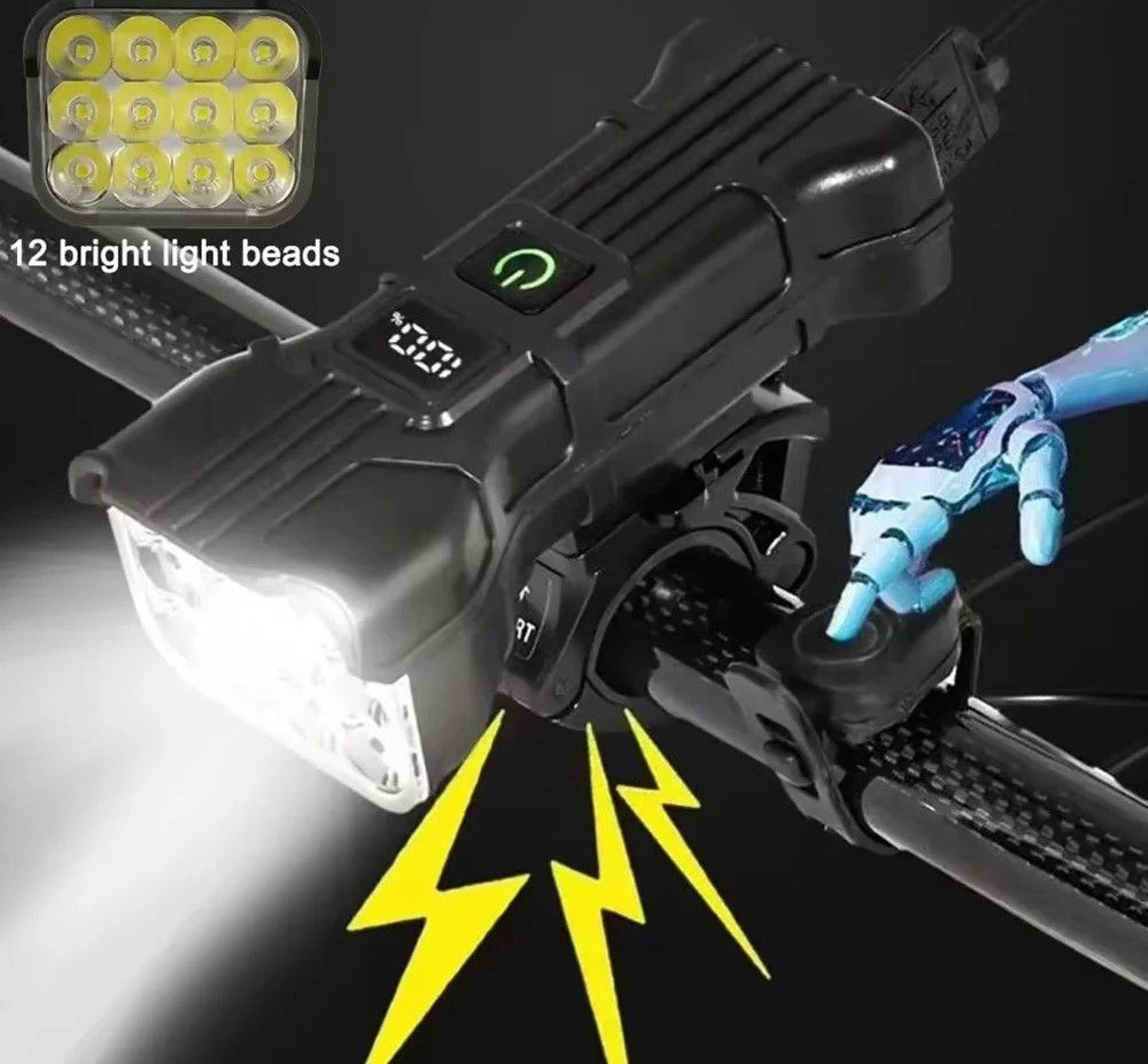 rechargeable bicycle front led light with horn for night riding
