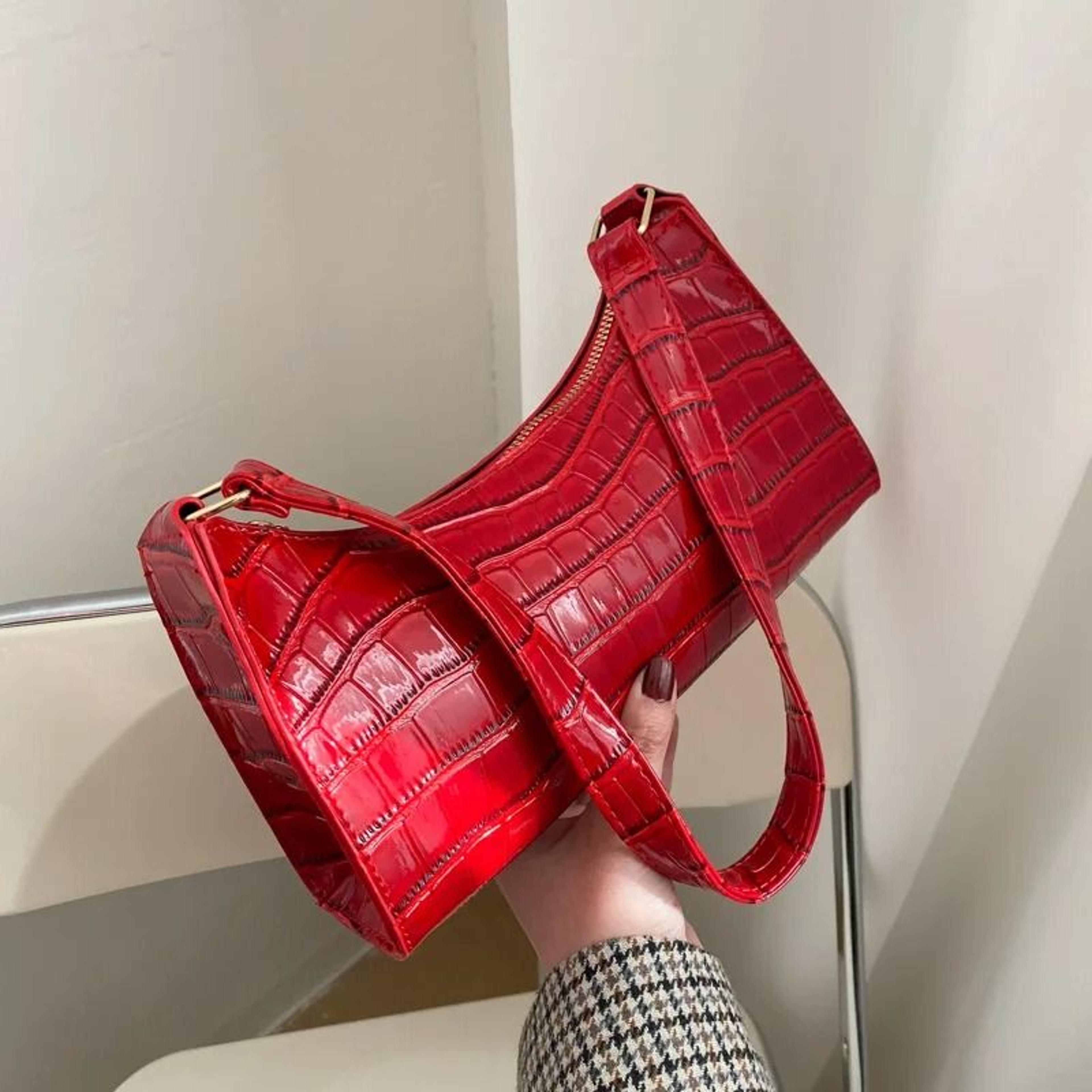 elegant alligator pattern pu leather underarm handbag small retro messenger bag for women