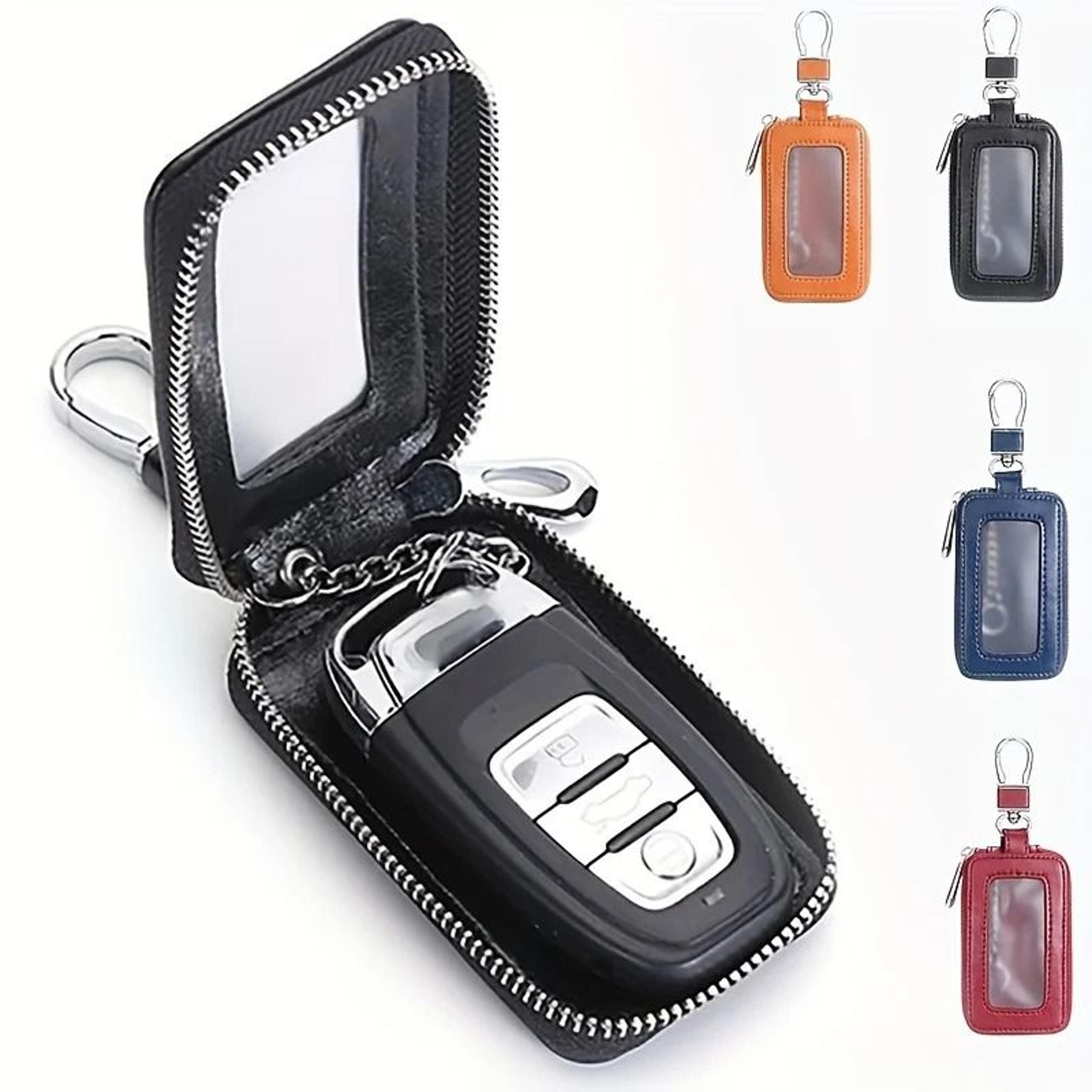 universal leather car key fob case – premium smart key holder and remote keychain bag