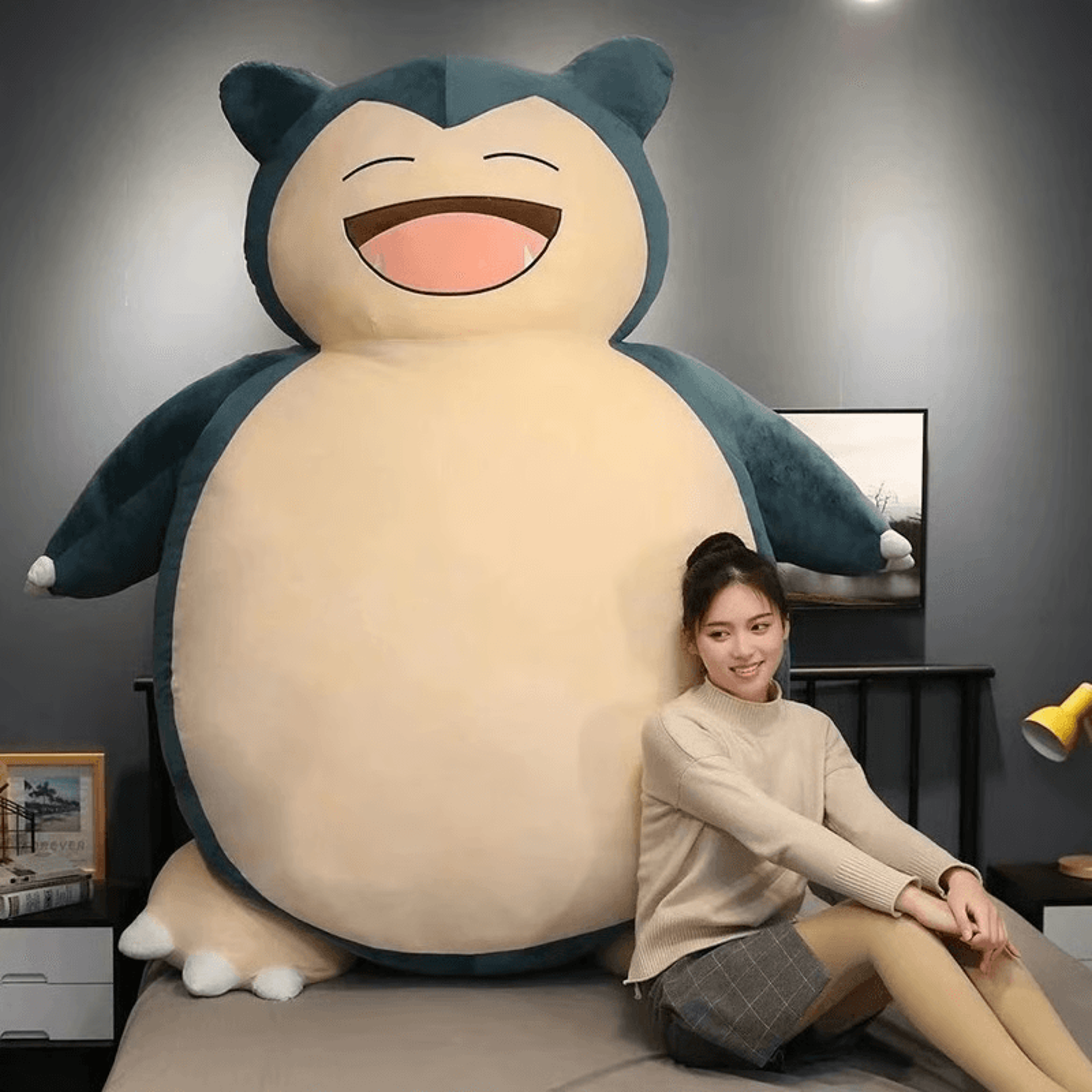 snorlax plush toy, giant cuddle pillow for lounging, napping & room decor comfort