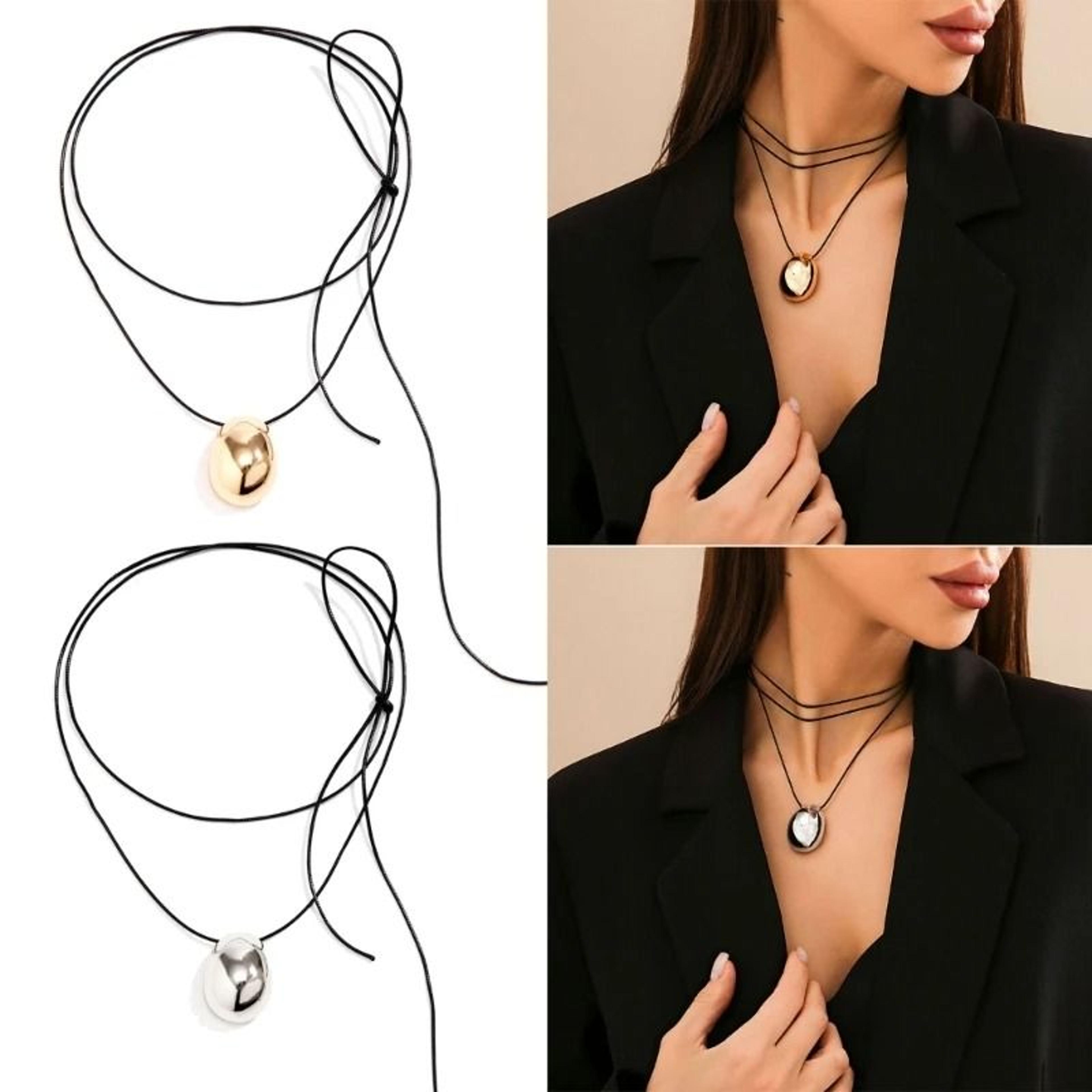 edgy geometric pendant neck chain jewelry and dainty stackable sweater chain charm
