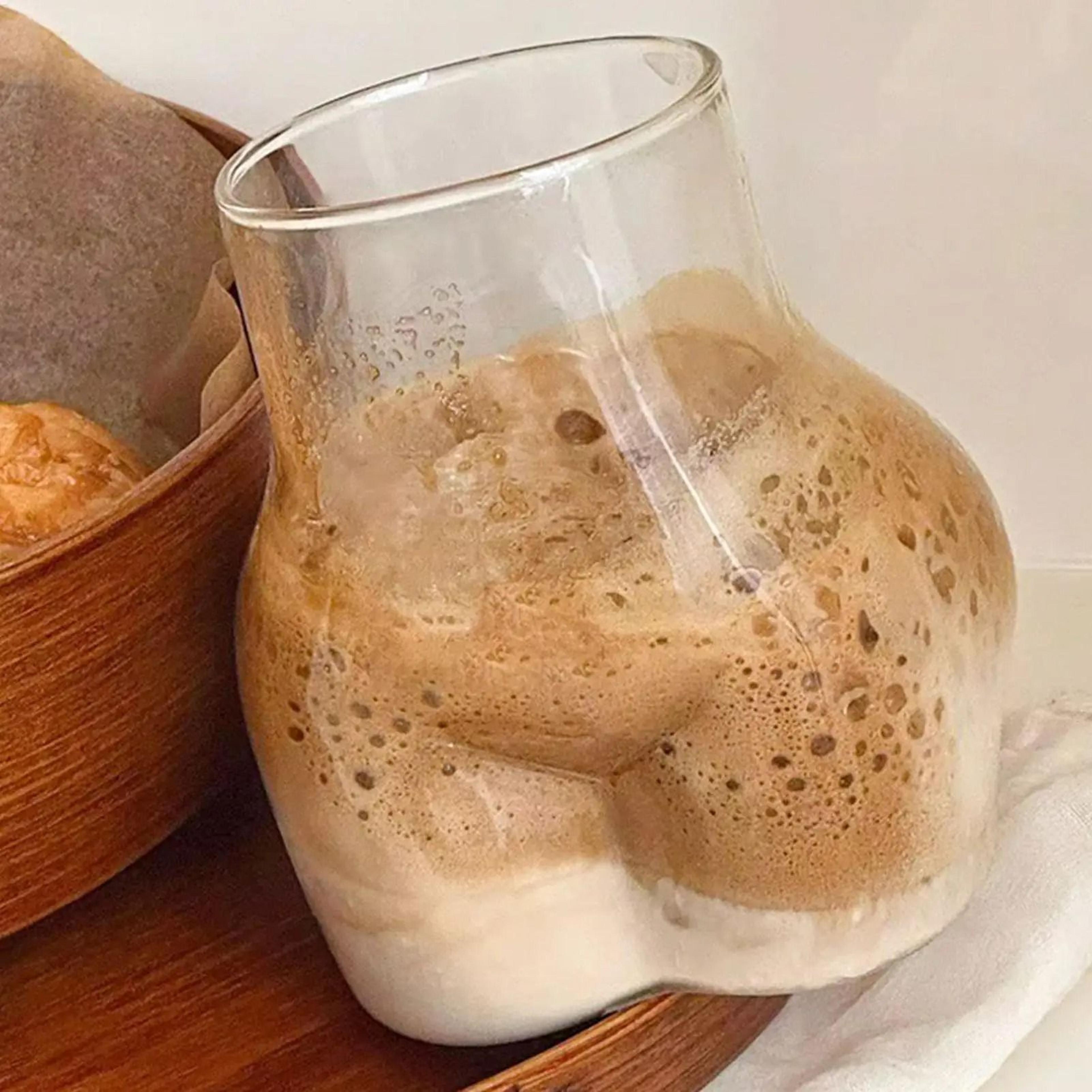 transparent glass body shape mug