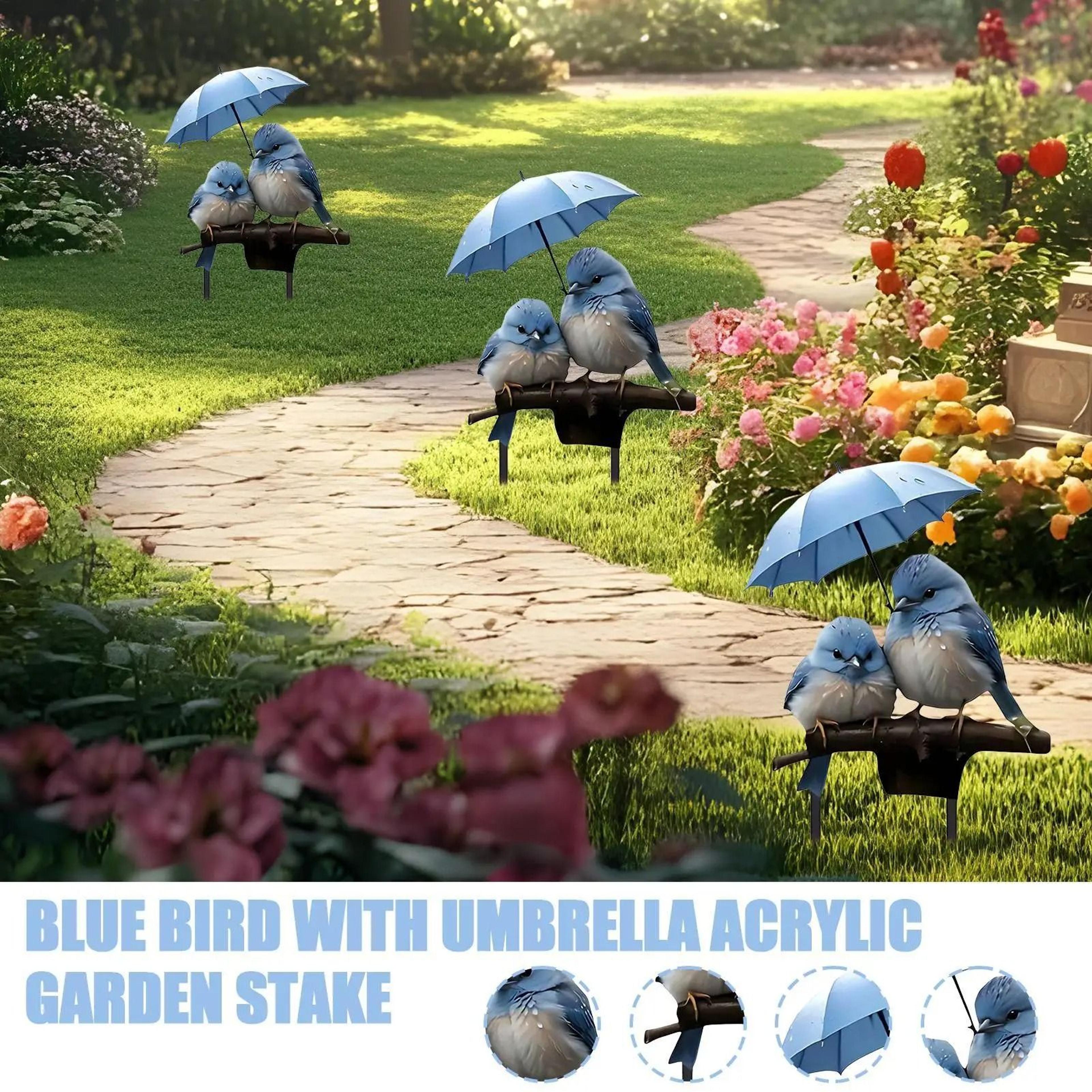blue bird garden outdoor decoration stake