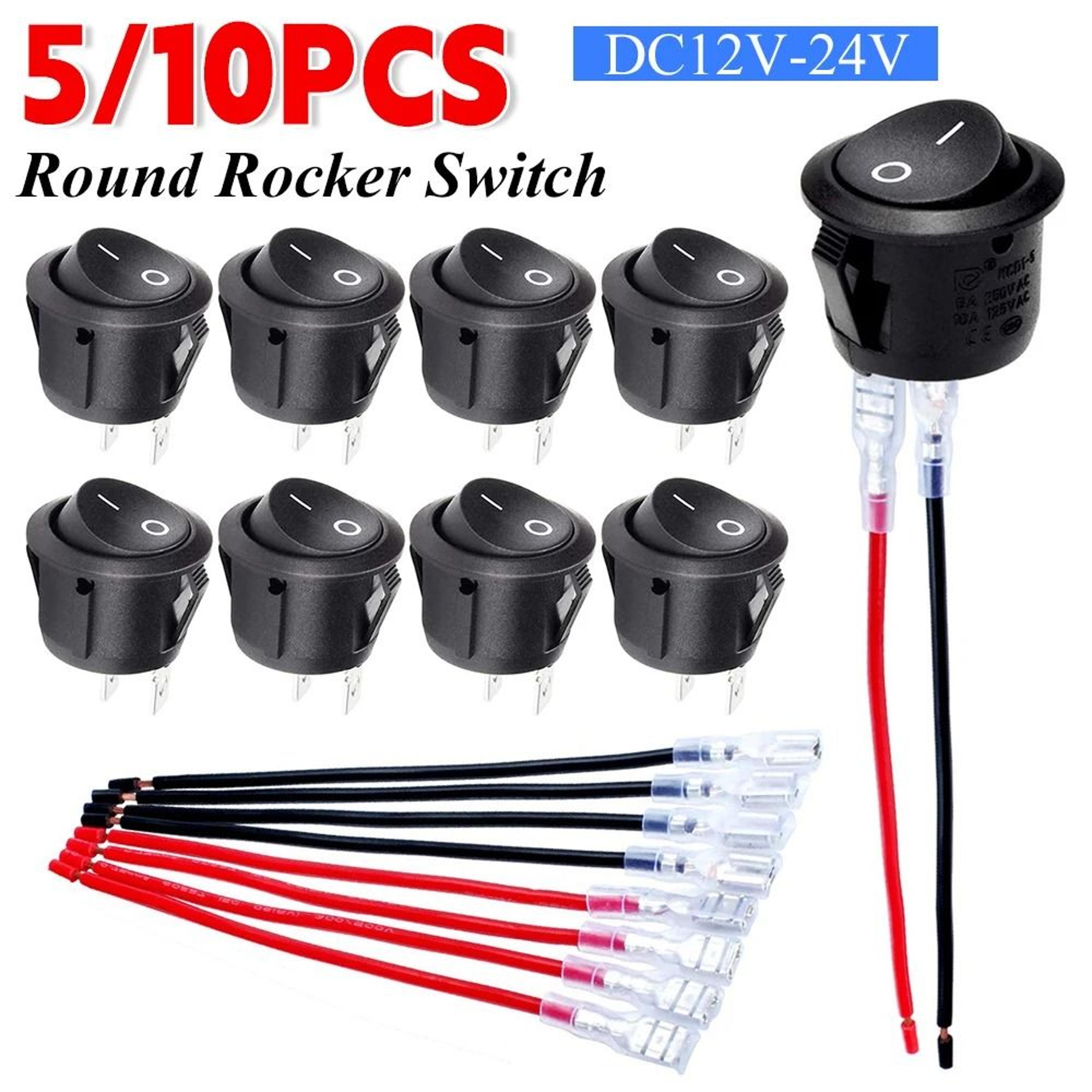 mini round rocker switch set with on and off function for 12 volt applications