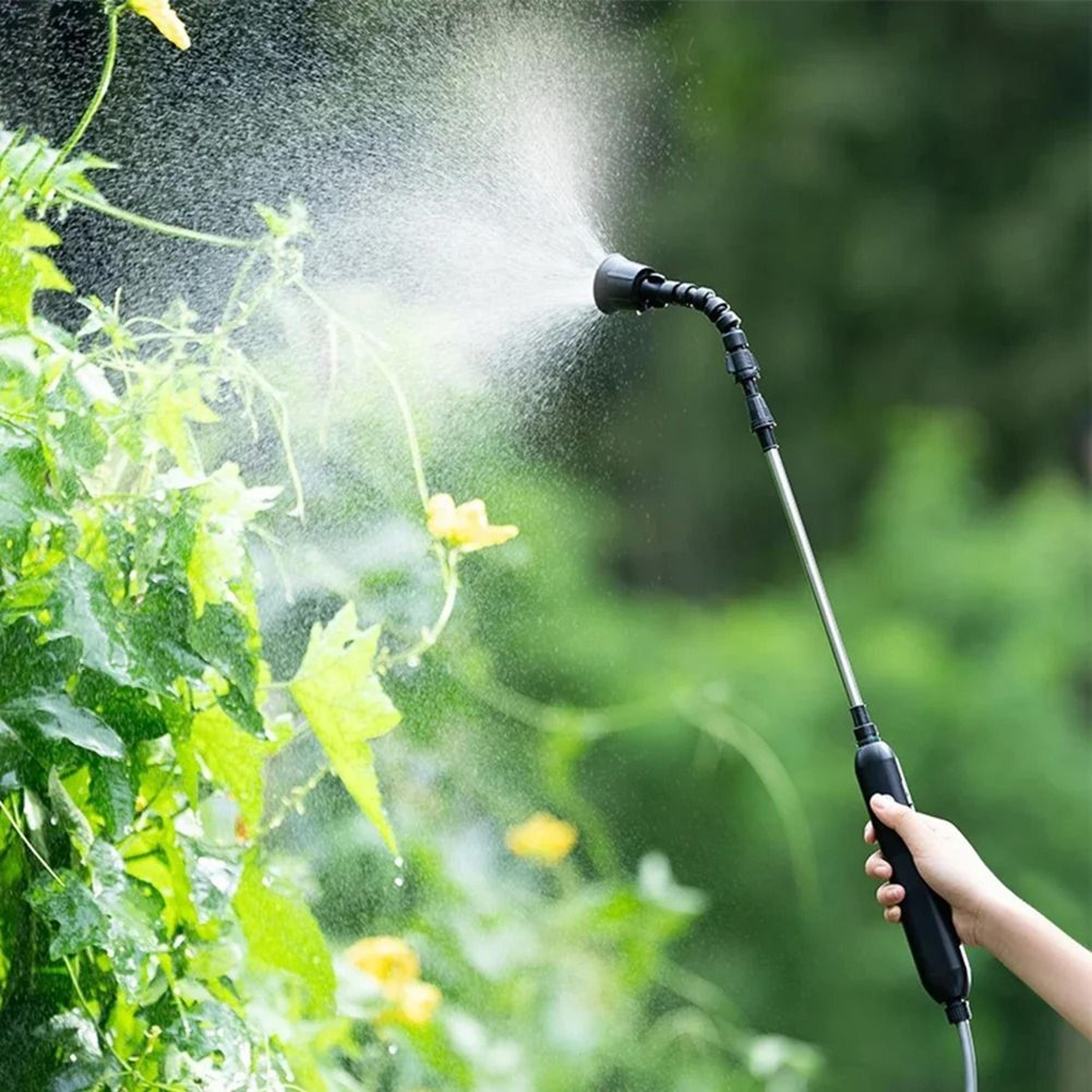 electric garden sprayer with adjustable hose length and multiple nozzles
