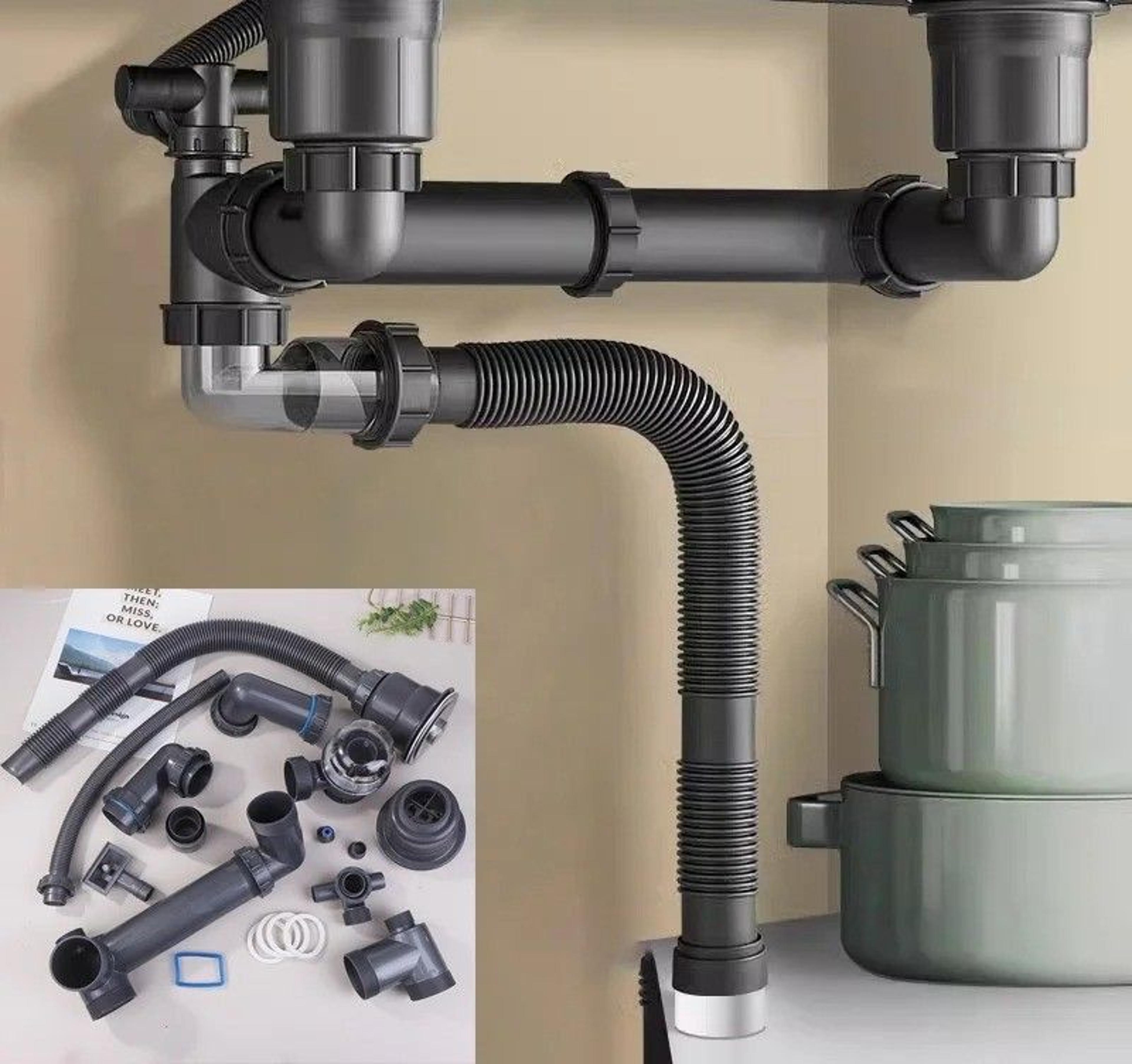 kitchen and bathroom sink drain pipe set with odor blocking design