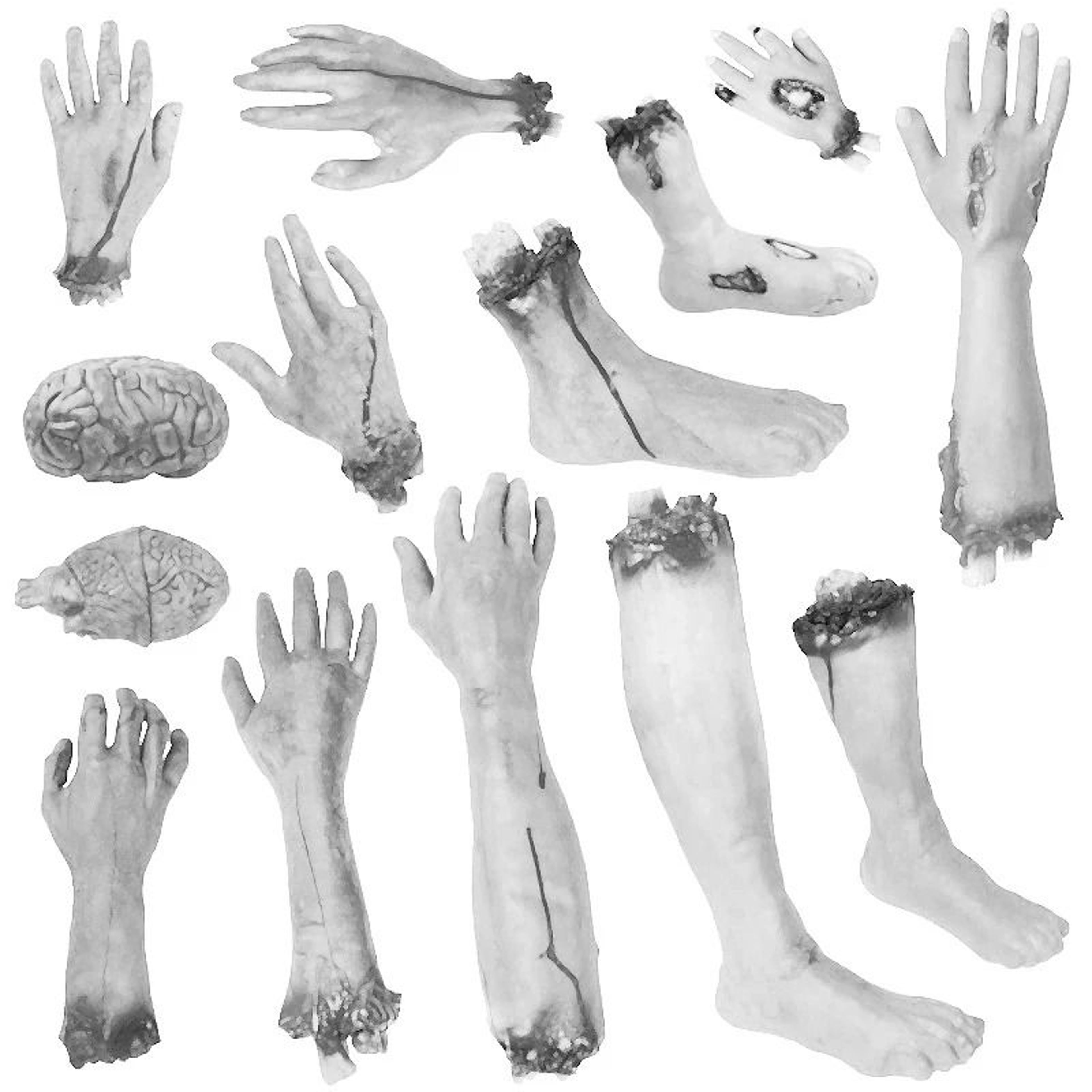 fake severed zombie hand prop for halloween decoration and haunted displays