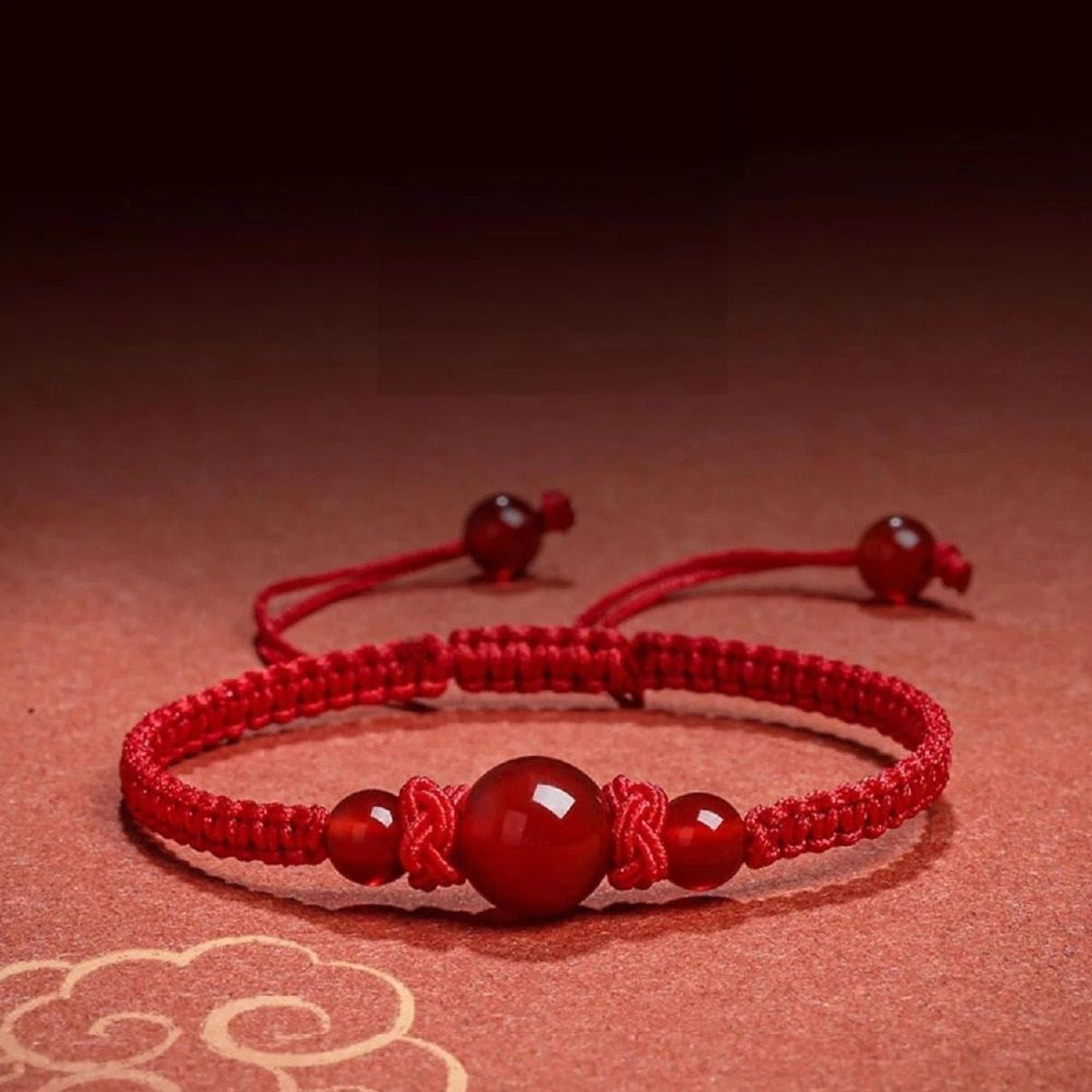 red string agate bracelet for good luck and couple gift