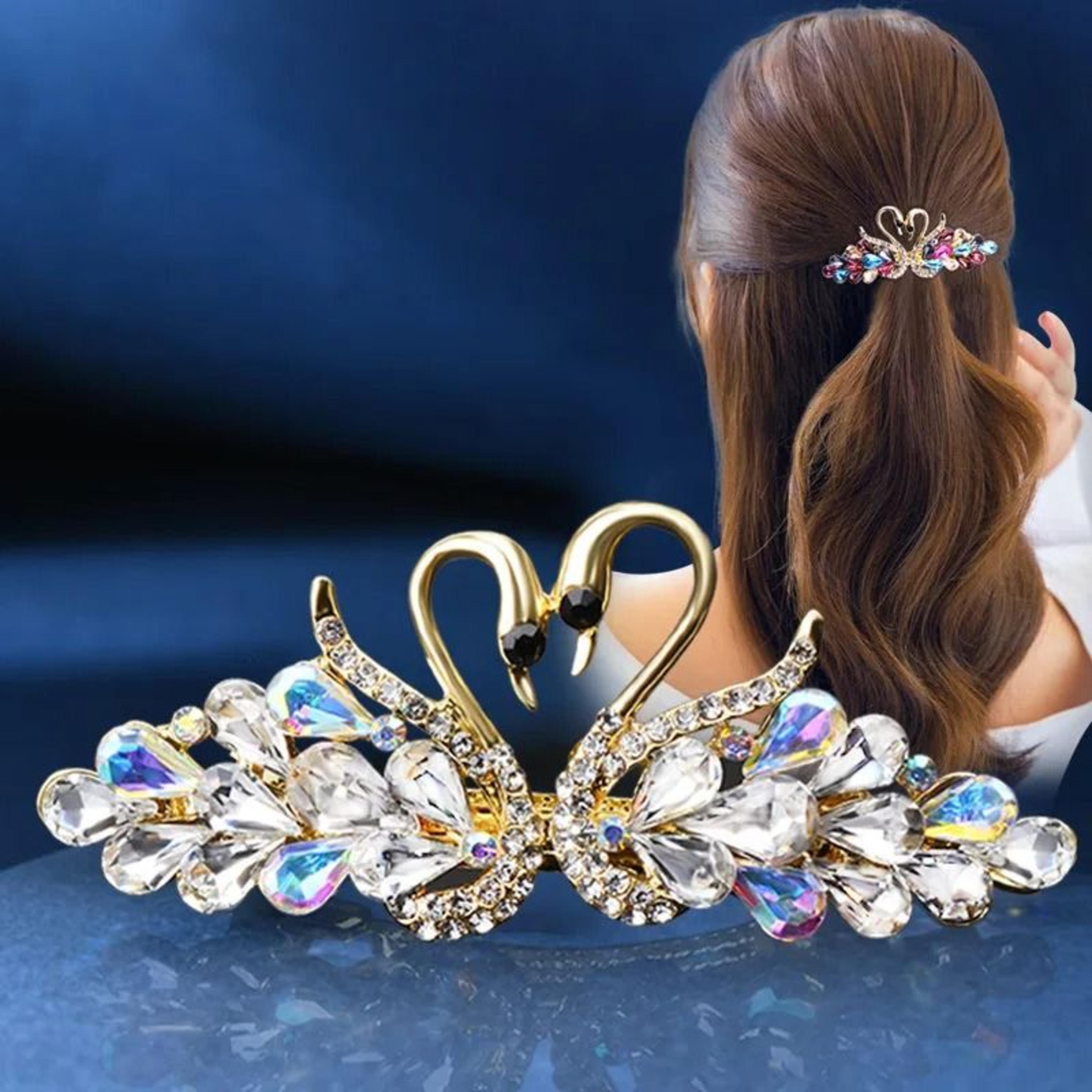 sparkly diamond swan hair barrettes stylish hair clips