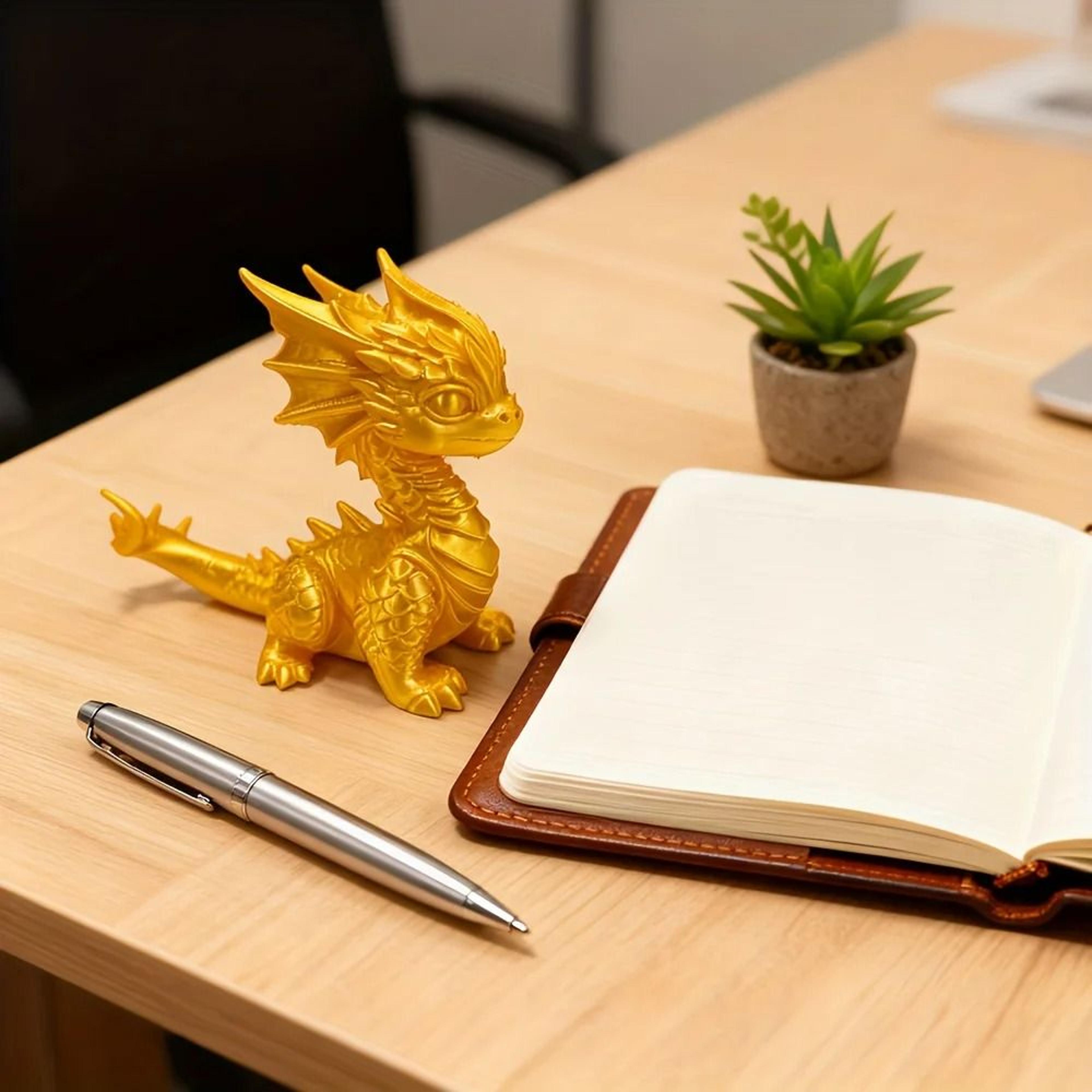 mini golden dragon desktop figurine for home decor