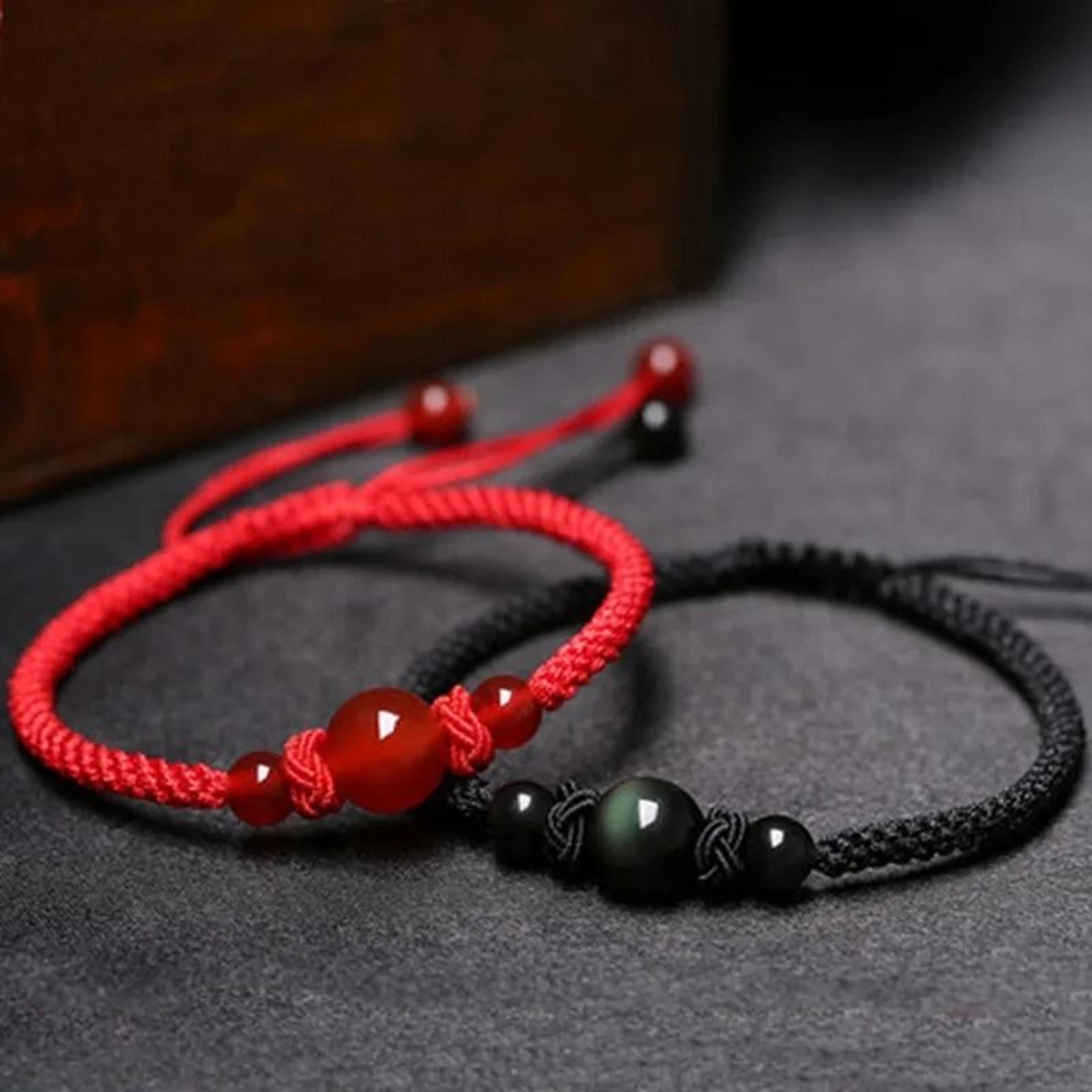 onyx and obsidian braided natural stone bracelet for men and couples