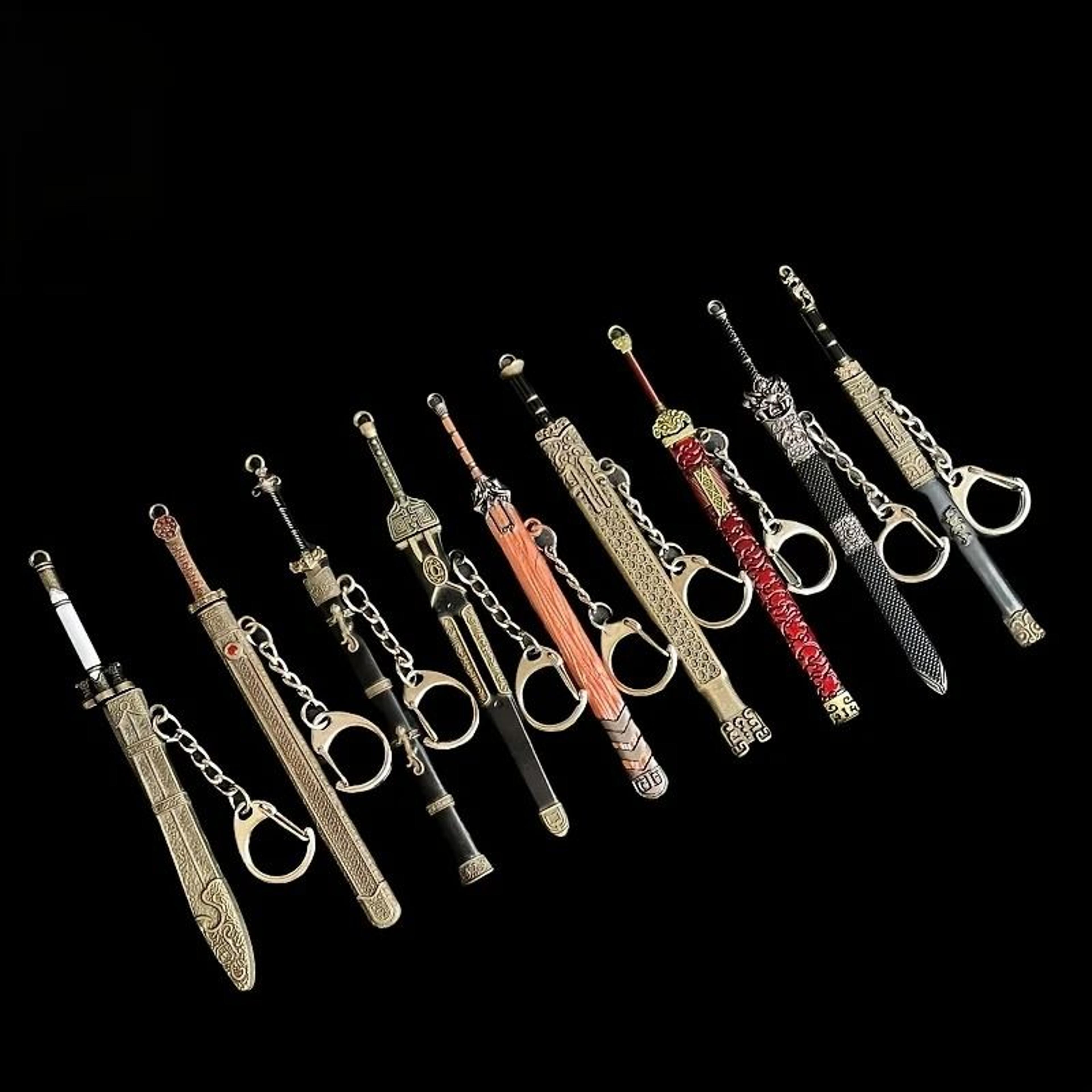miniature ancient sword keychain ornament for bags and keys