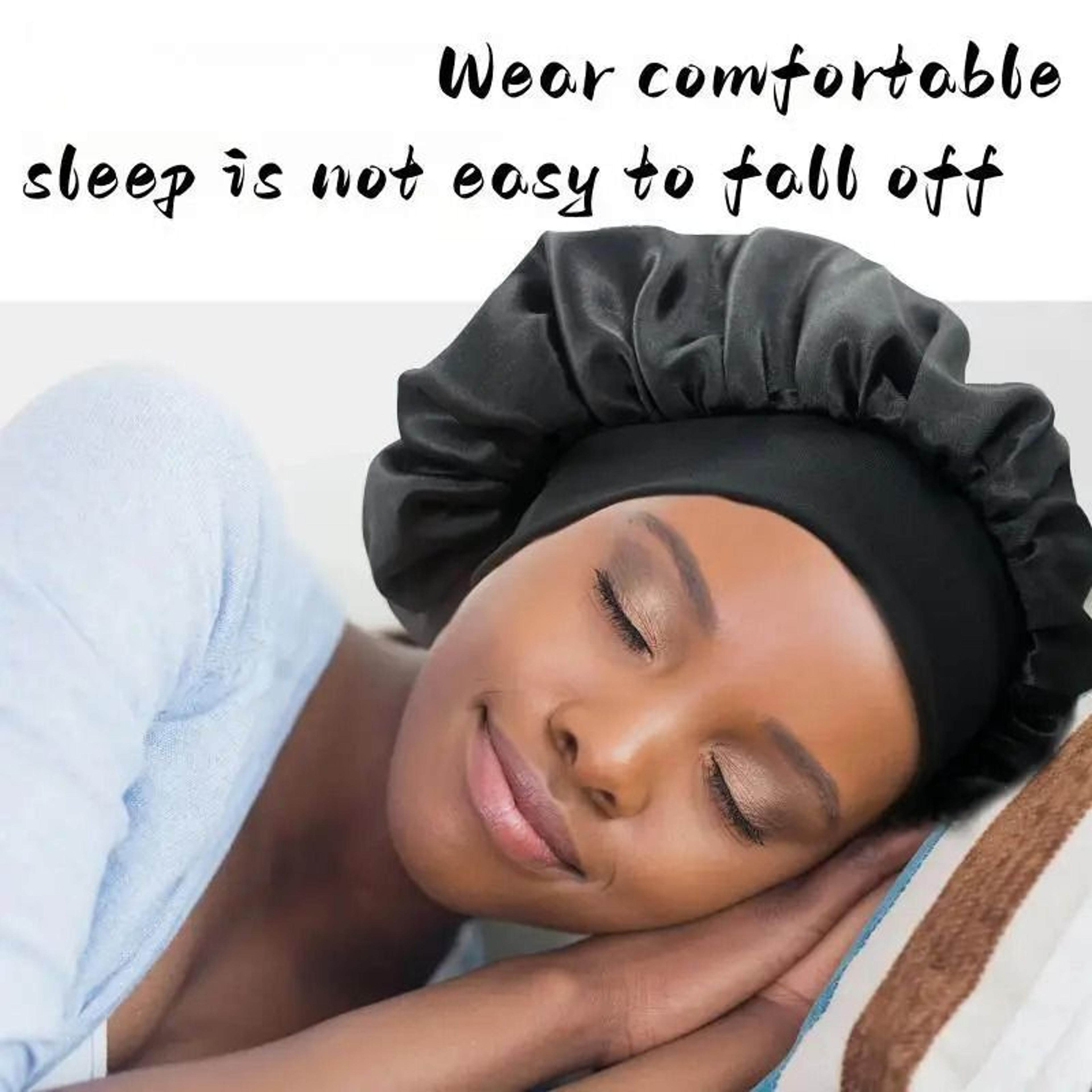 wide brim silk nightcap hair wrap for women soft elastic sleep cap