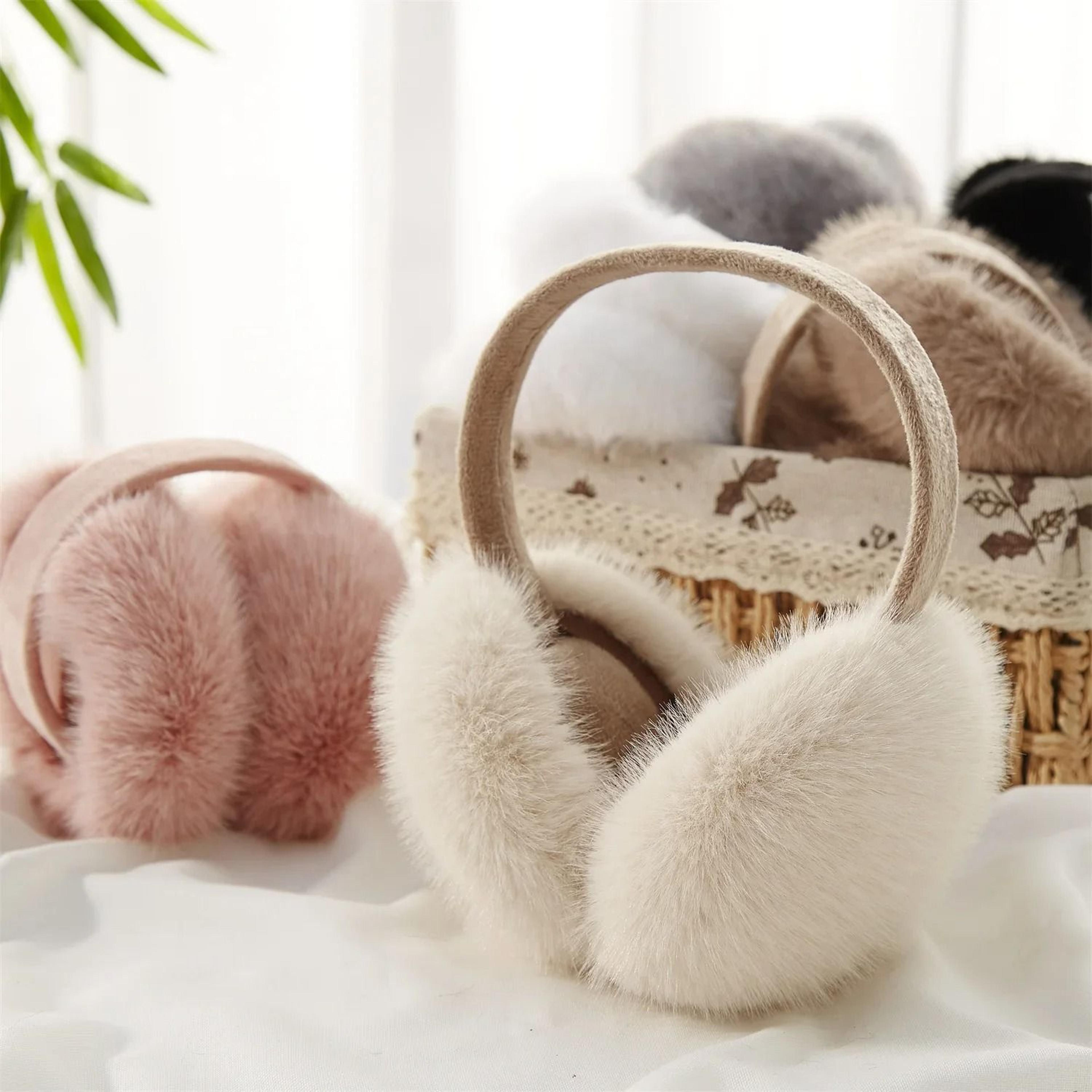 foldable plush warm earmuffs for women winter ear warmers