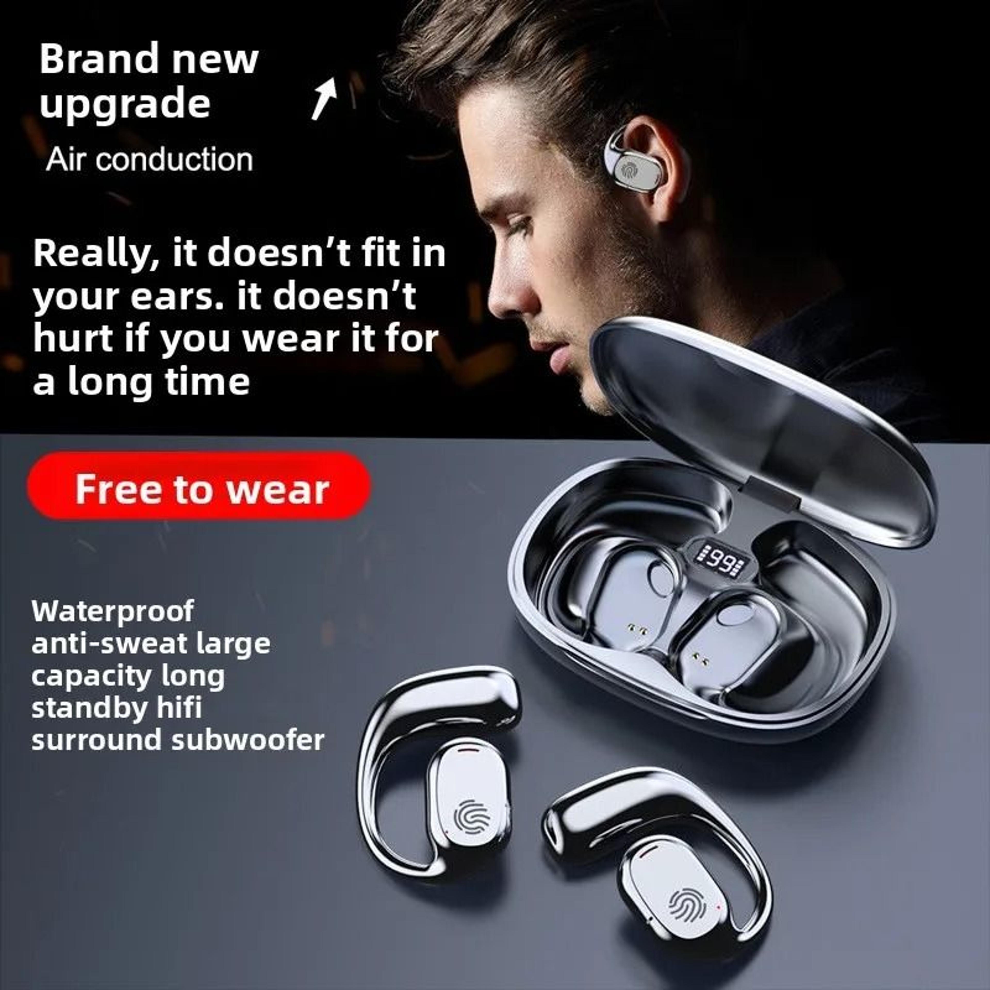 wireless sports earphones with ear hooks and dual display