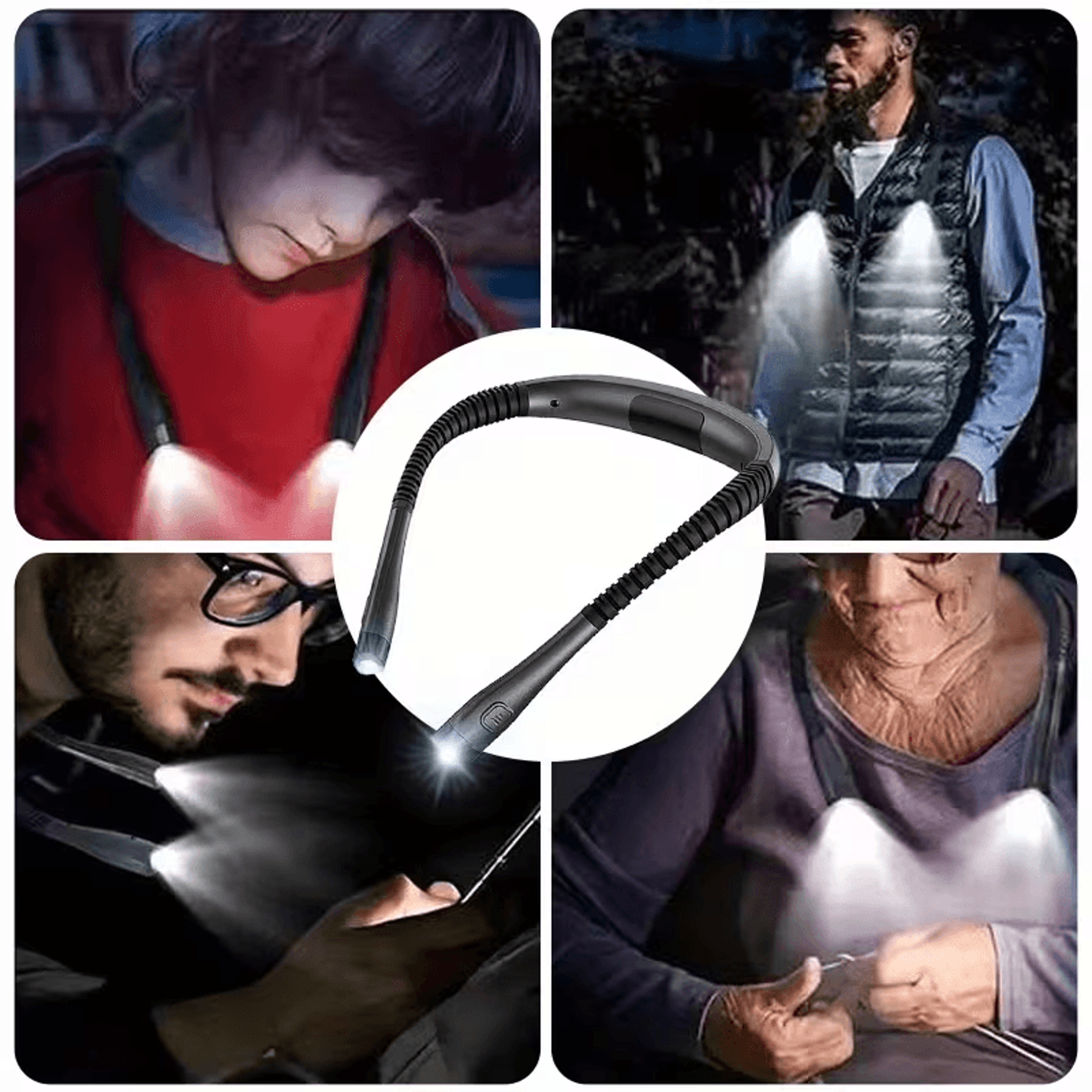 usb neck reading light for bedtime, travel, knitting & silent nighttime illumination