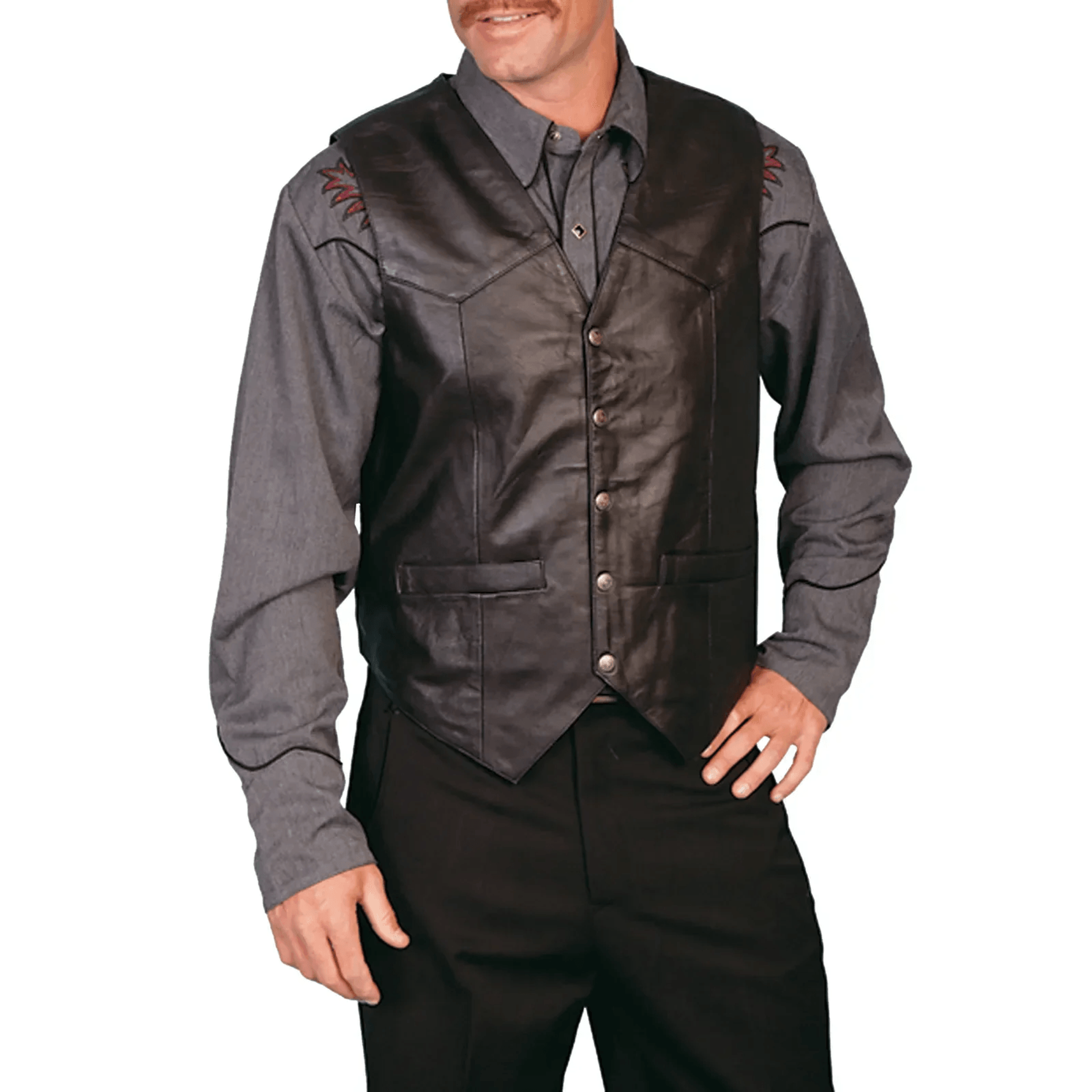 mens premium genuine leather vest rugged biker vest for casual year-round style