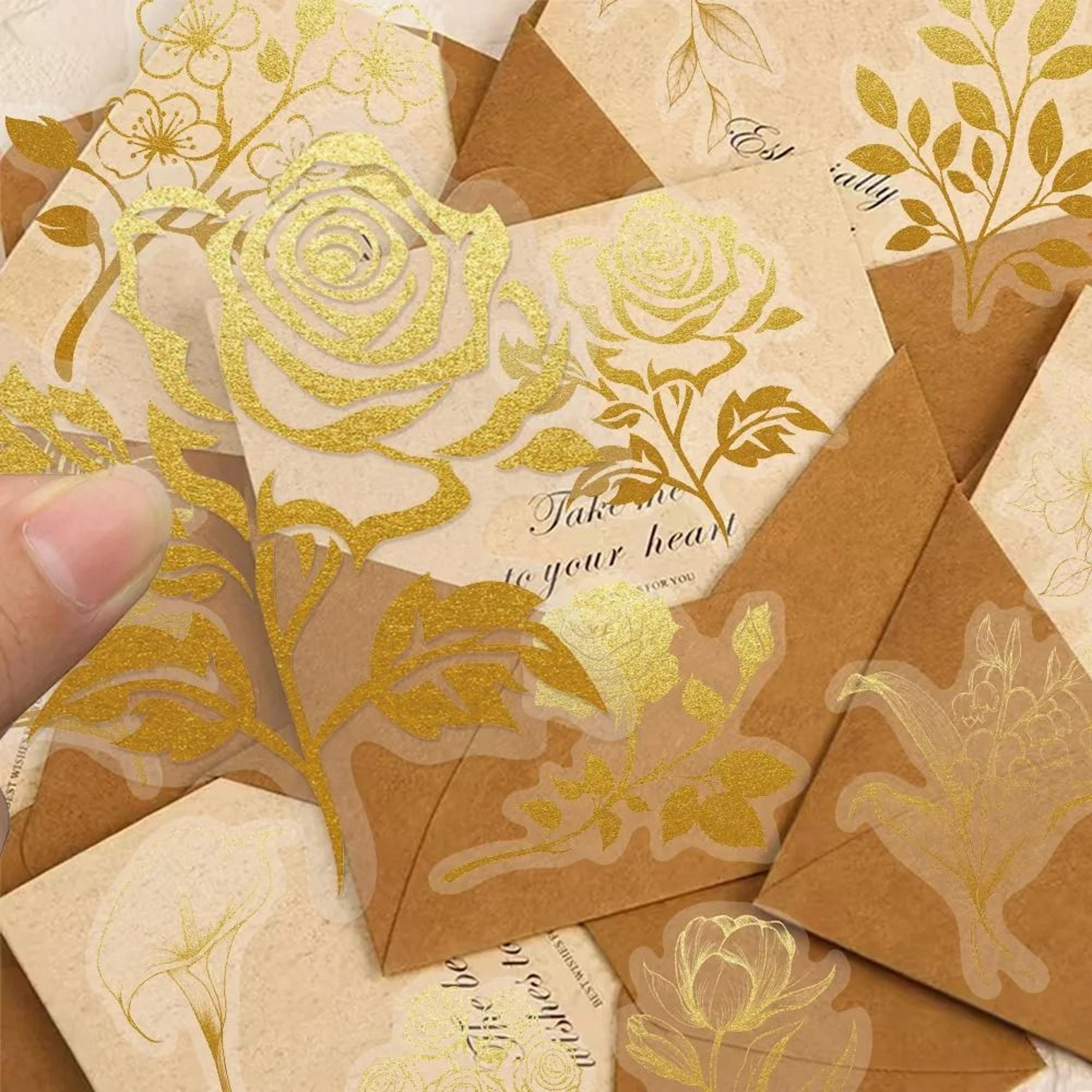 transparent floral self adhesive stickers set