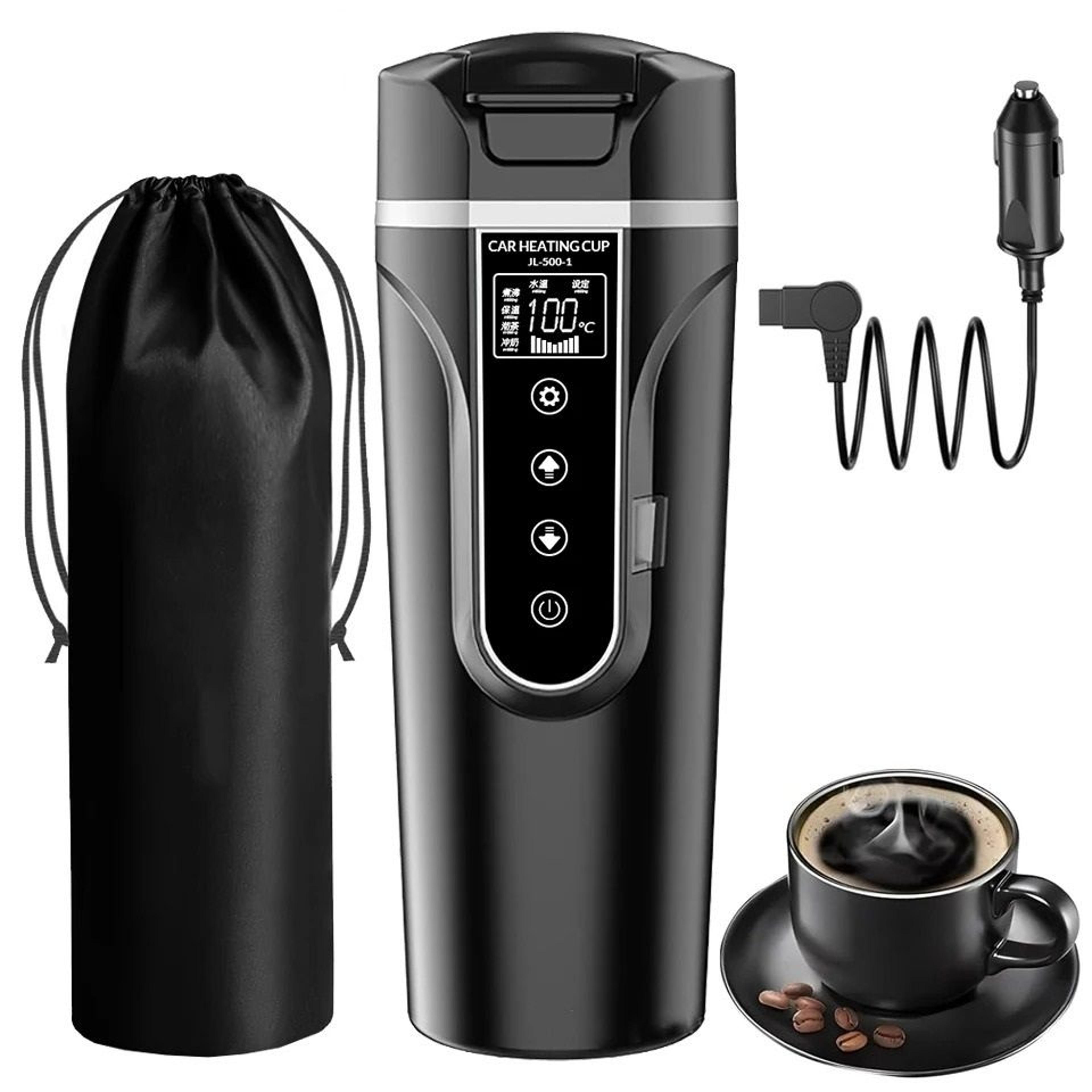 portable smart electric car heating mug with adjustable temperature