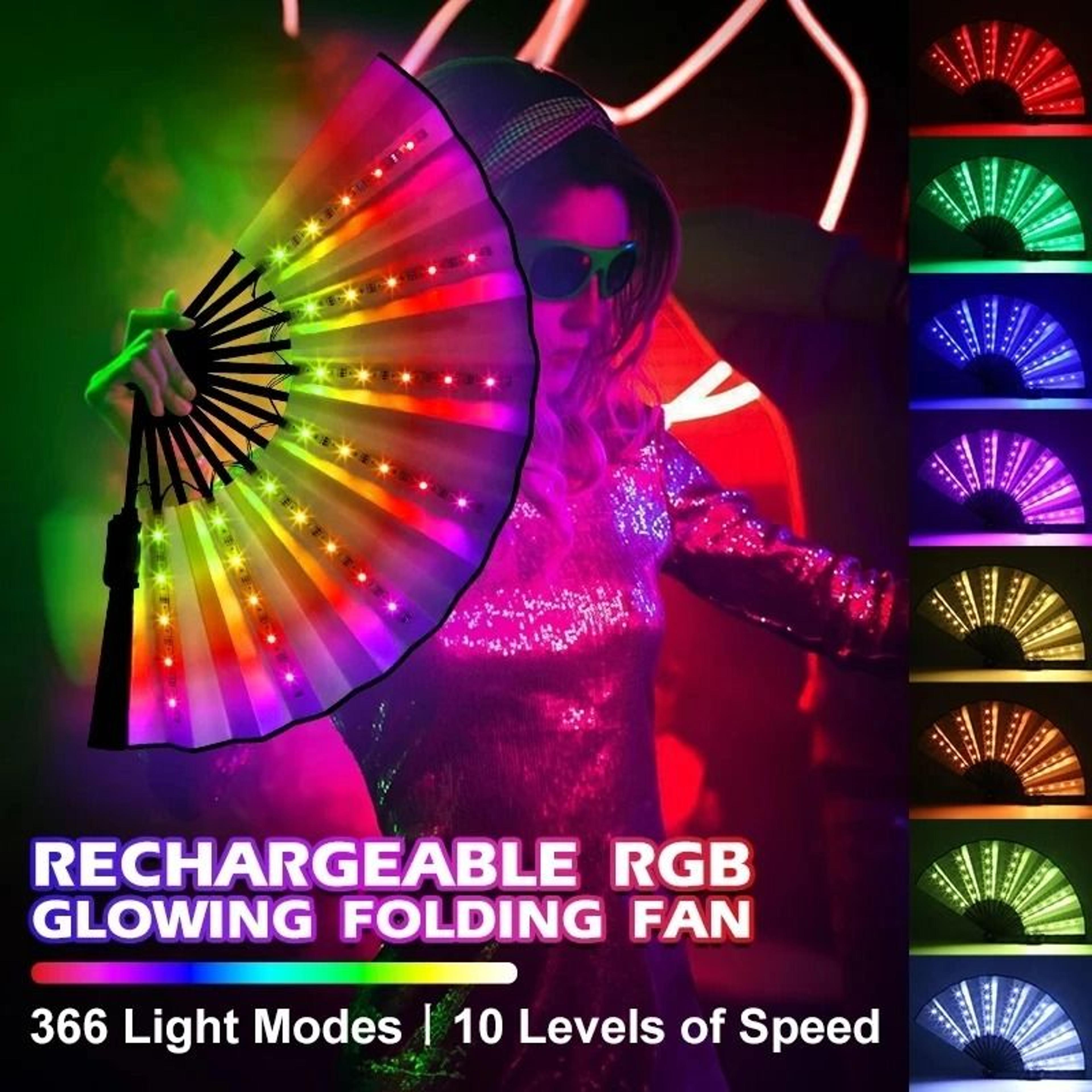 glow led folding hand fan