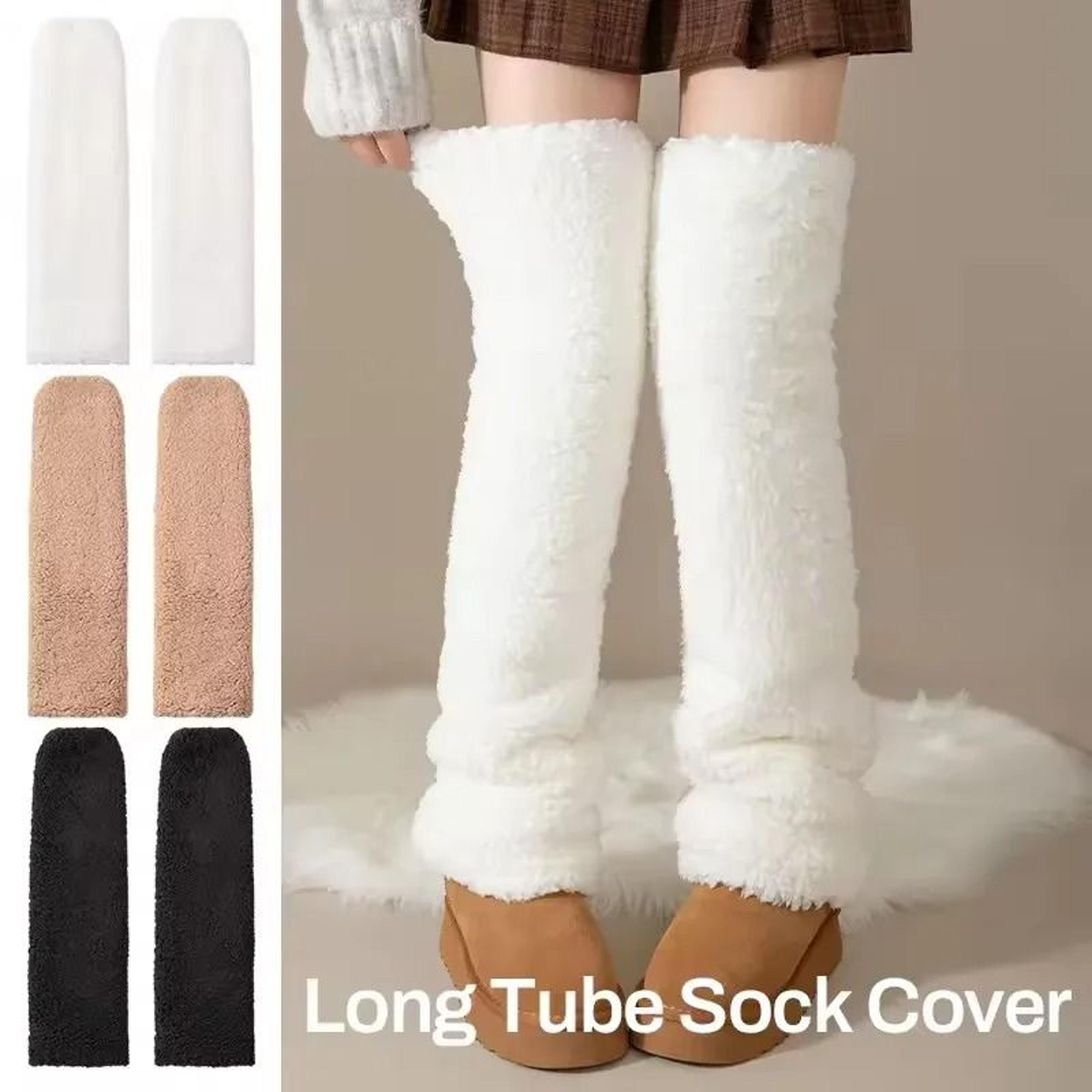 women coral fleece thermal knee high socks