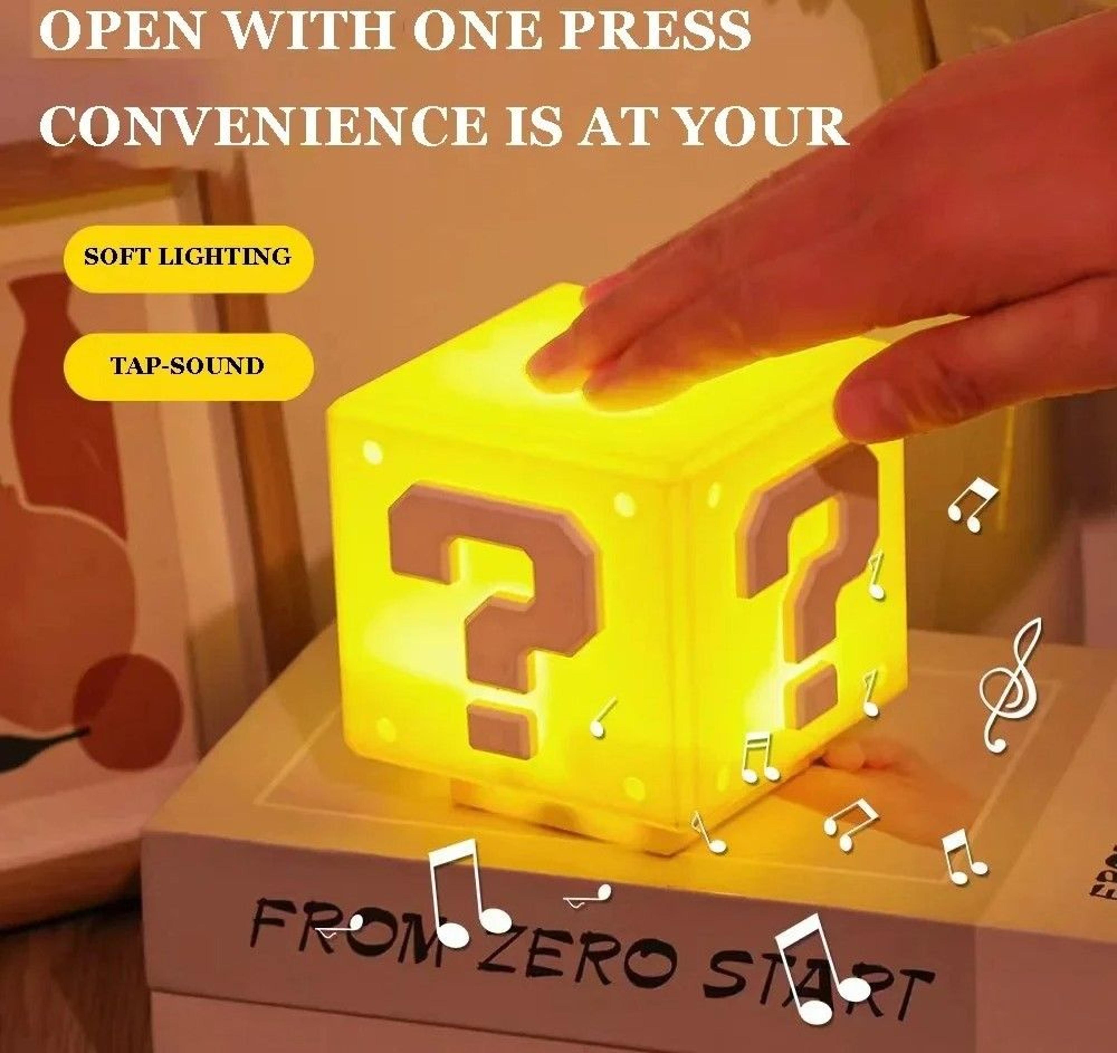interactive question mark block night light with music