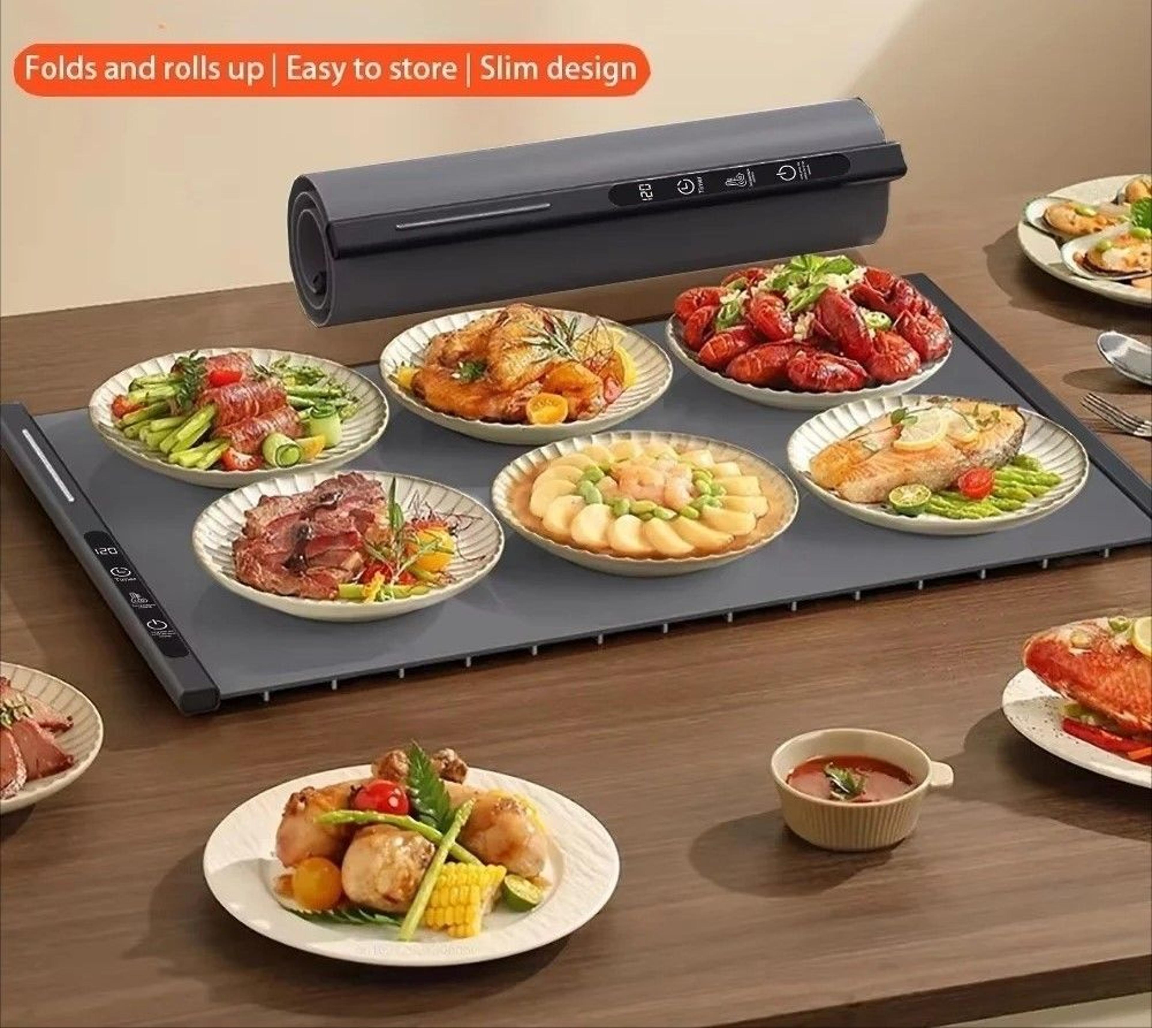 professional portable electric food warming tray and foldable mat