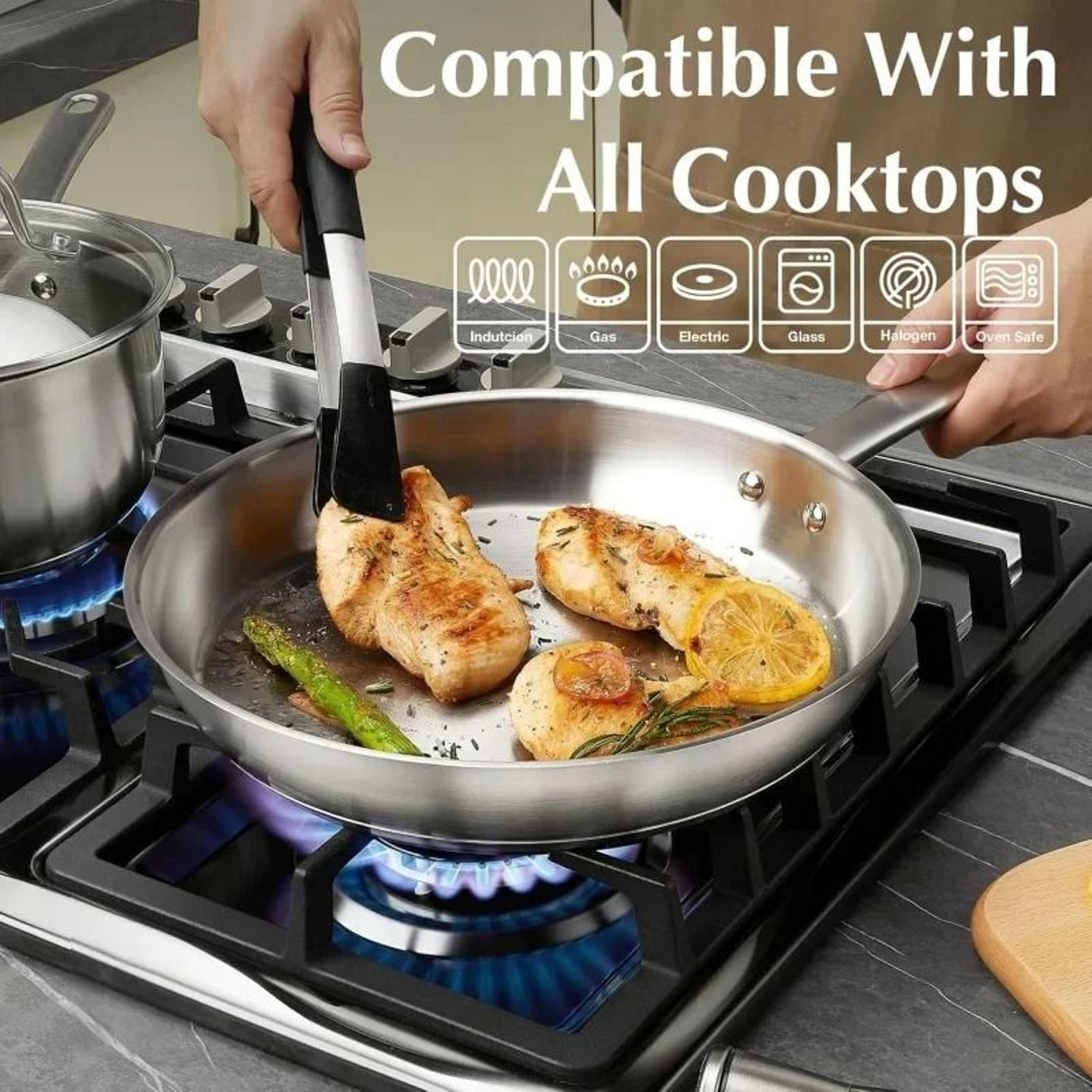 professional stainless steel uncoated frying pan series