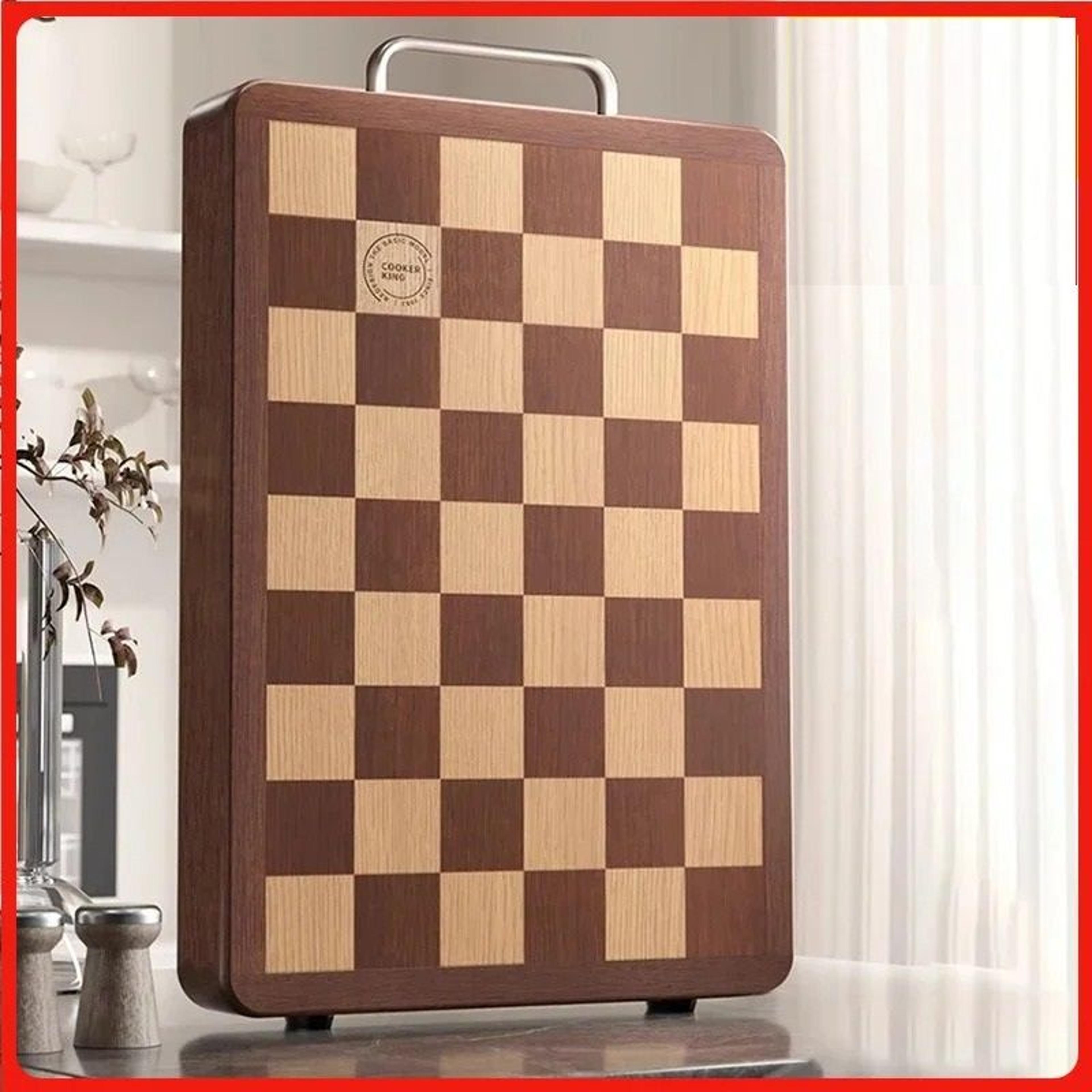 artisan chessboard patterned solid wood culinary board