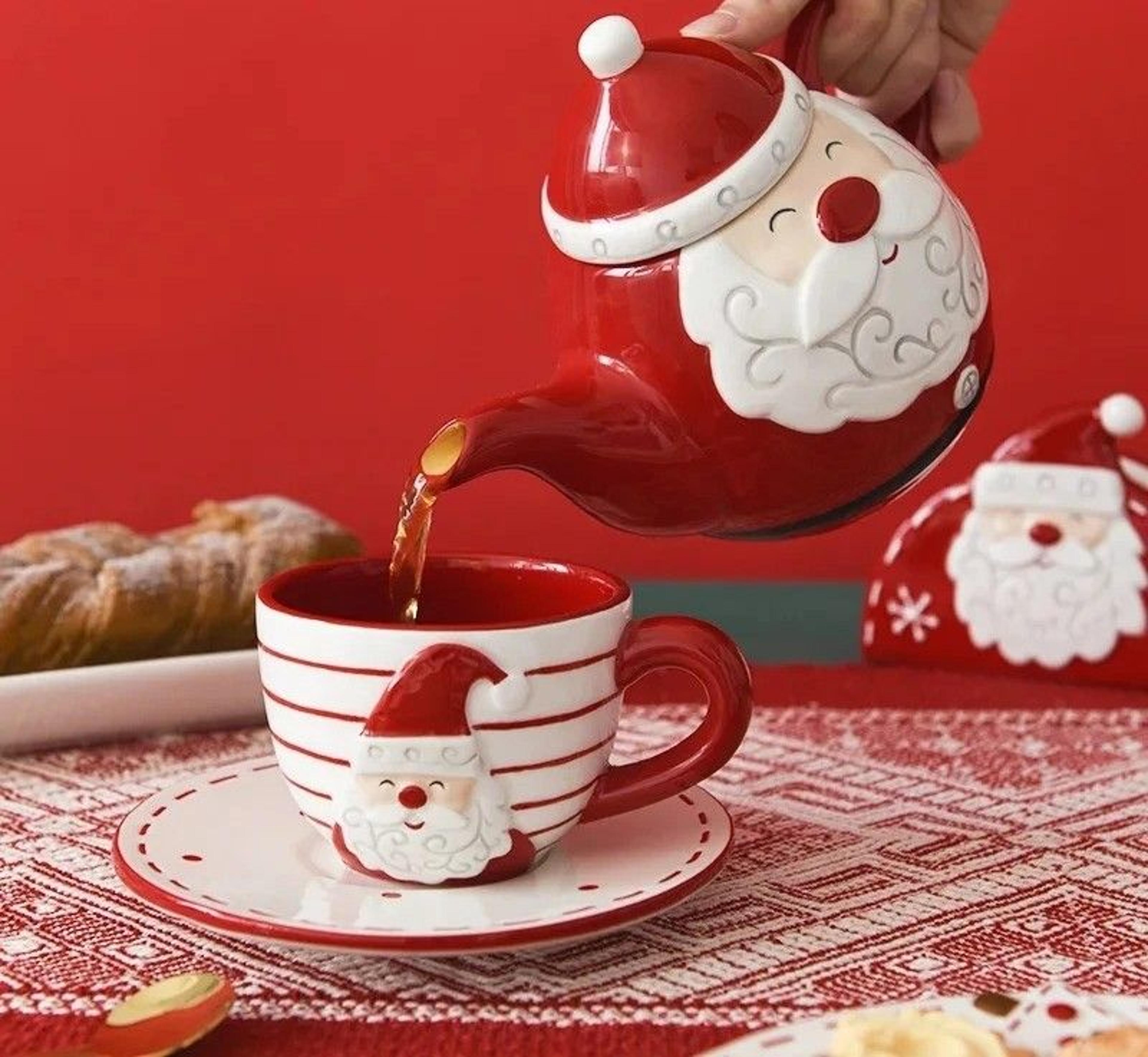 santa claus ceramic coffee tea set