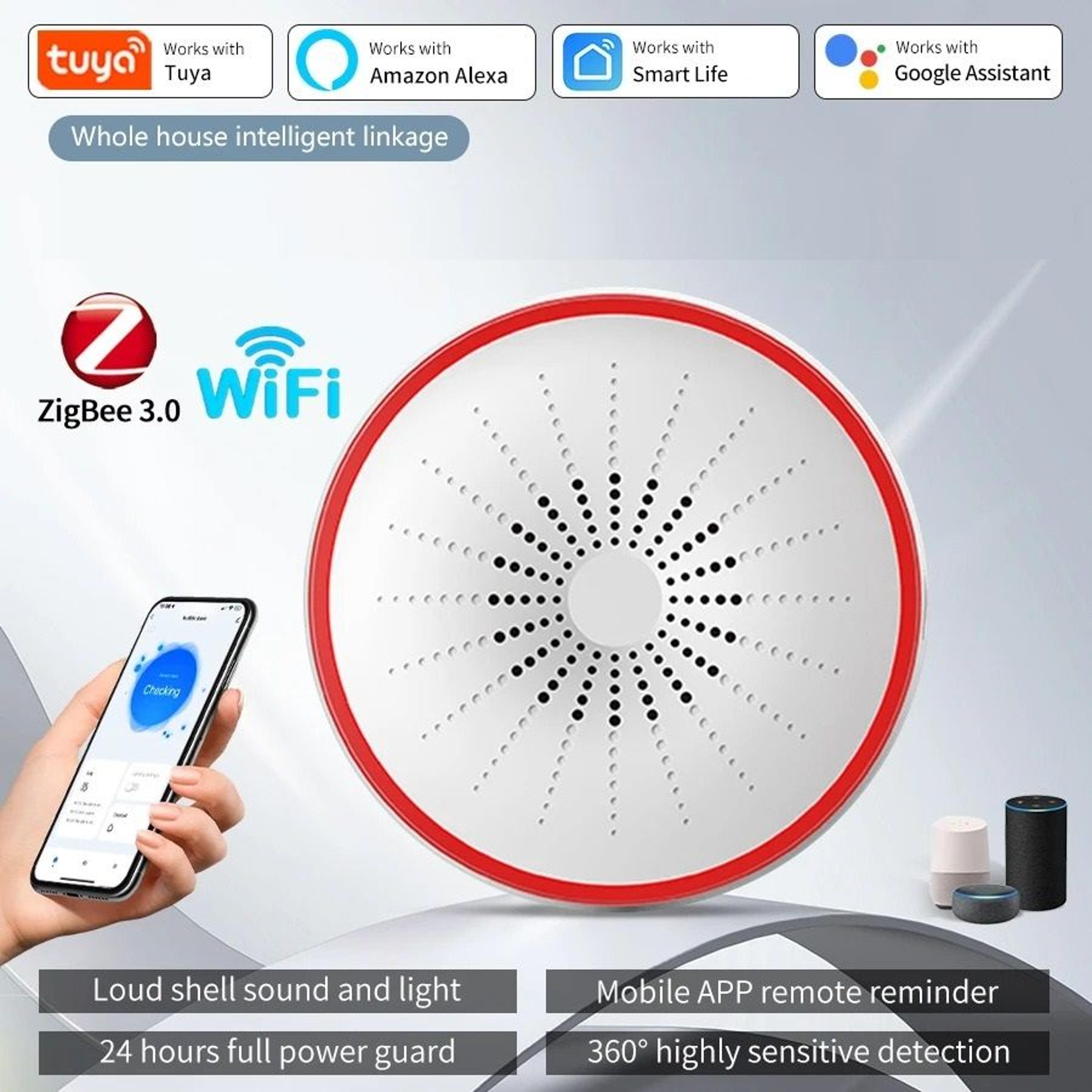 wifi zigbee smart siren alarm sound & light alert detector