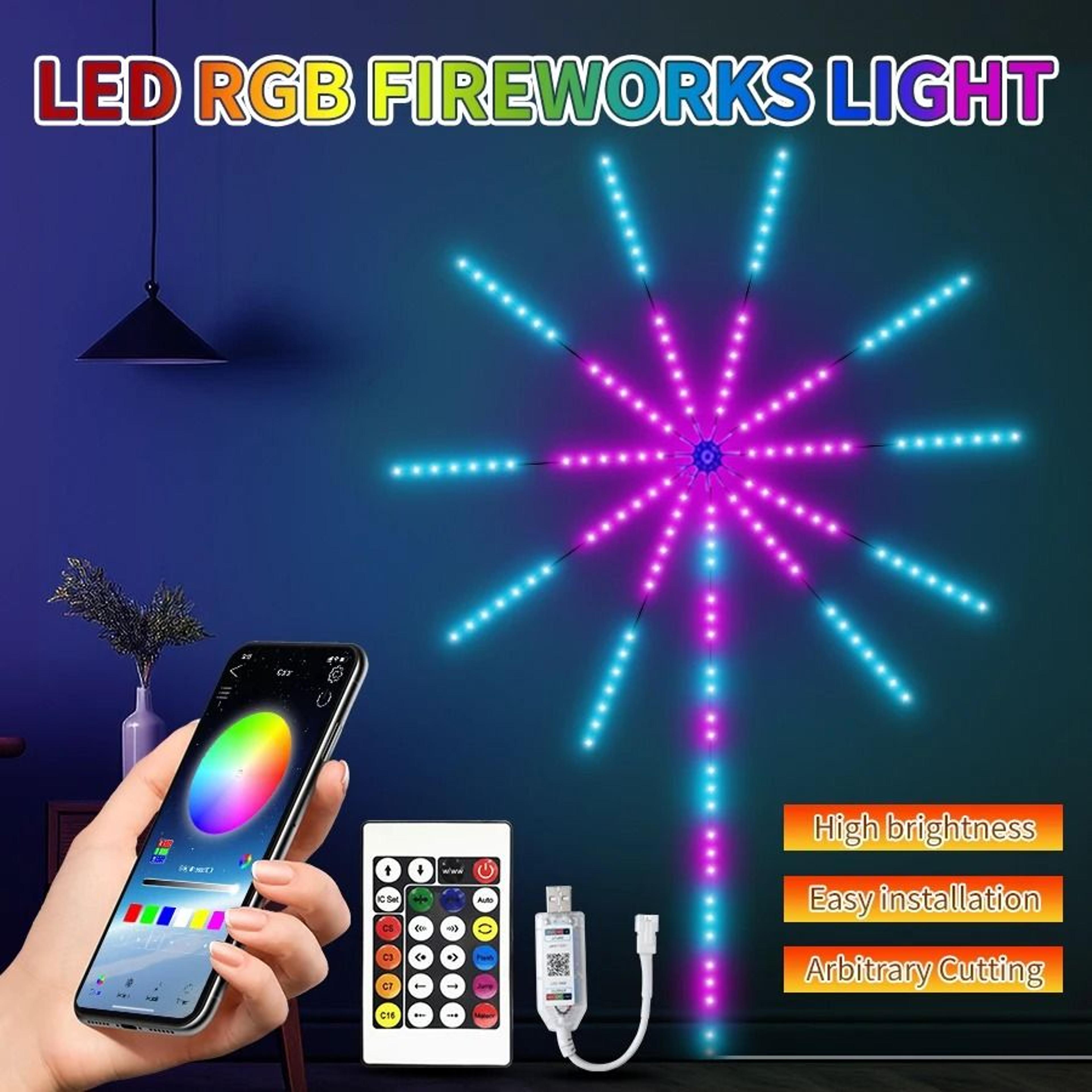 5v rgb led firework strip lights bluetooth app control