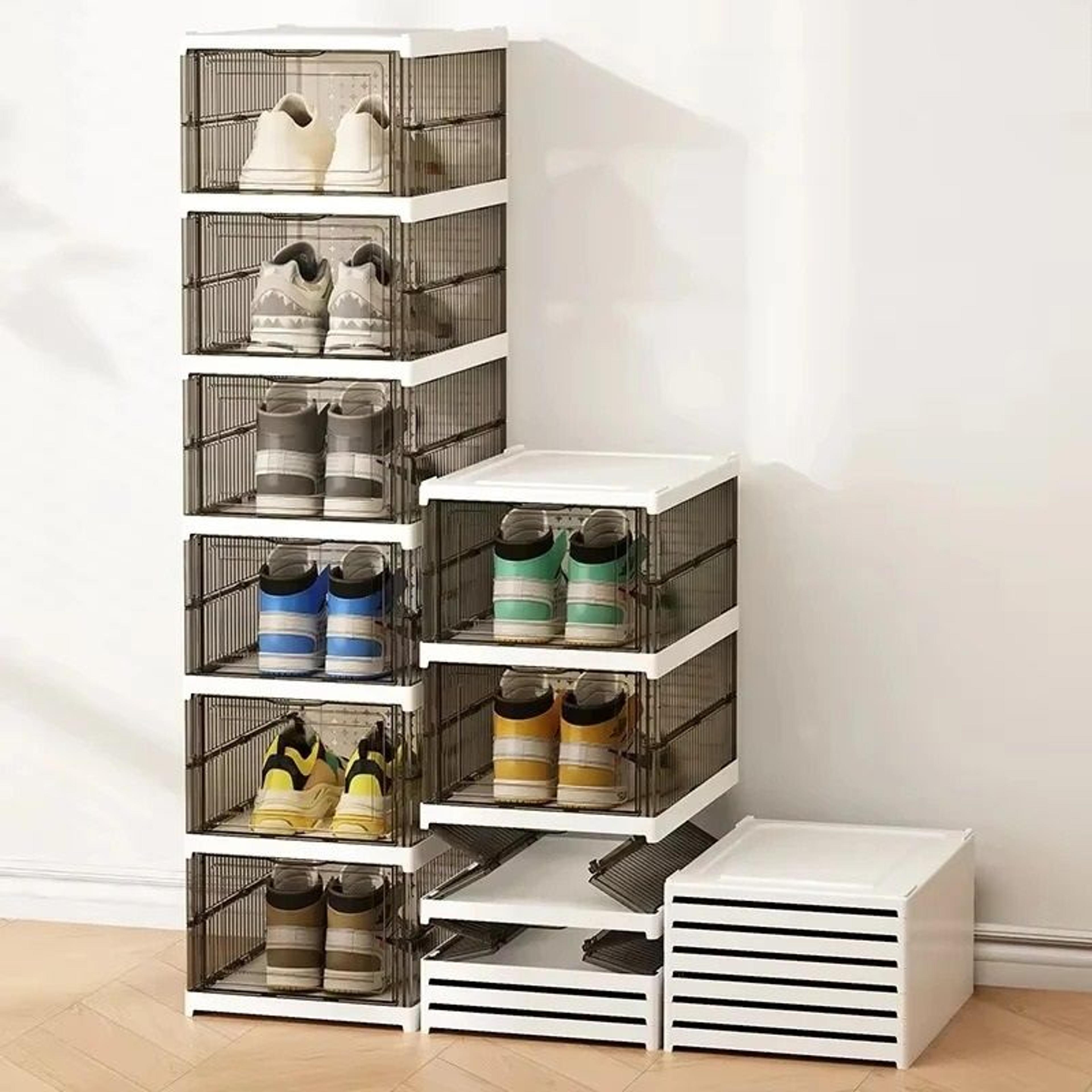 foldable and stackable transparent sneaker display cabinet