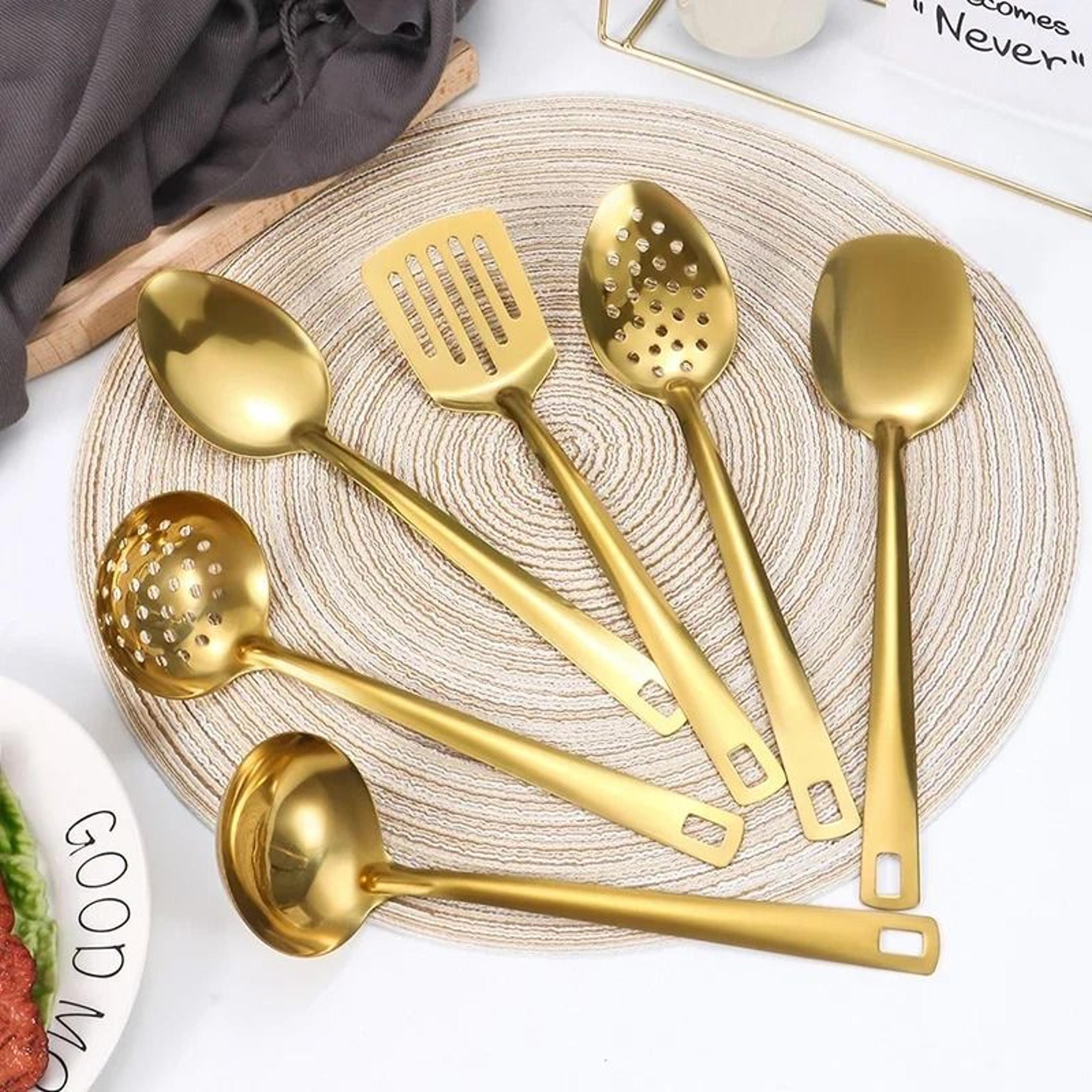 6 piece stainless steel golden korean cutlery set