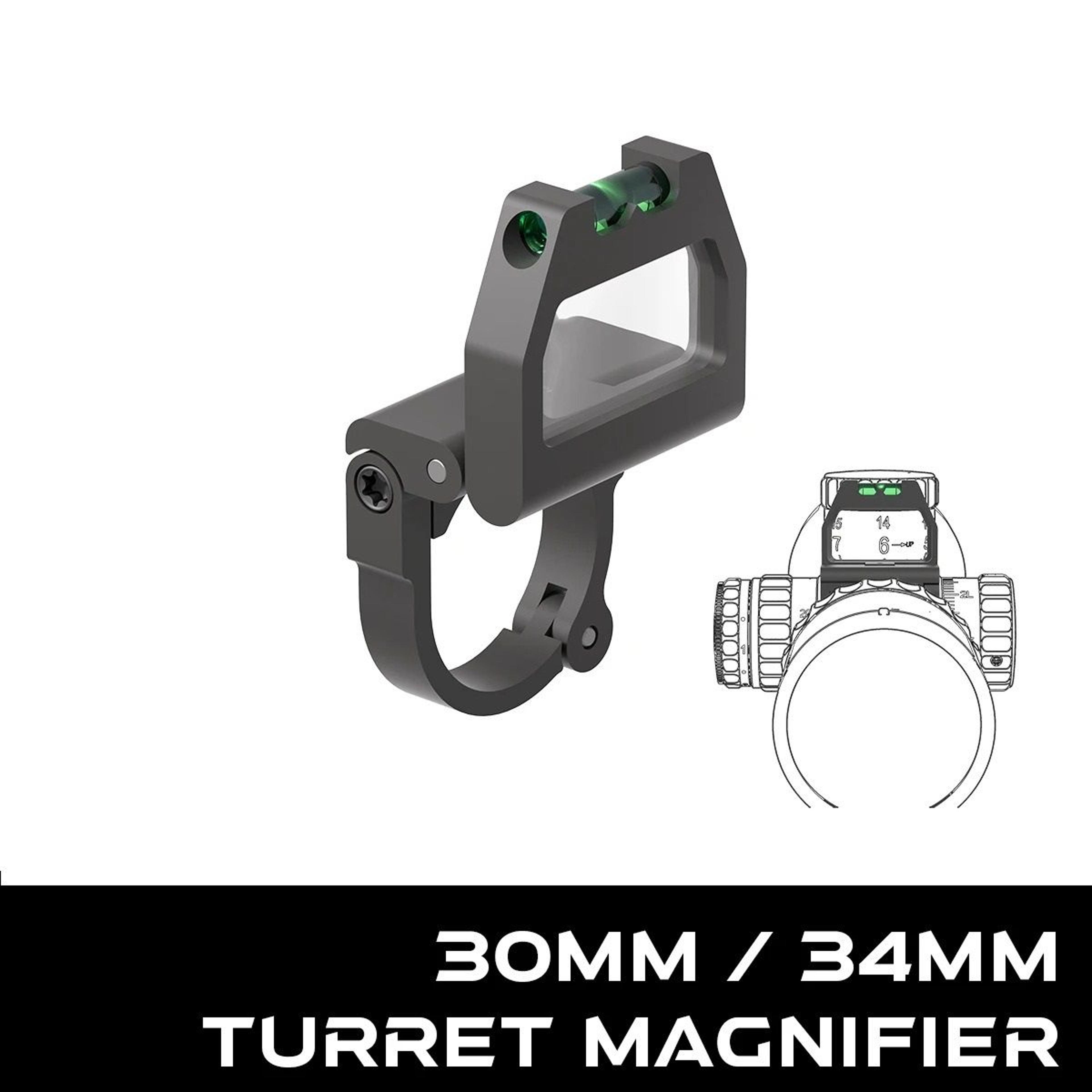 precision scope turret magnifier with integrated level