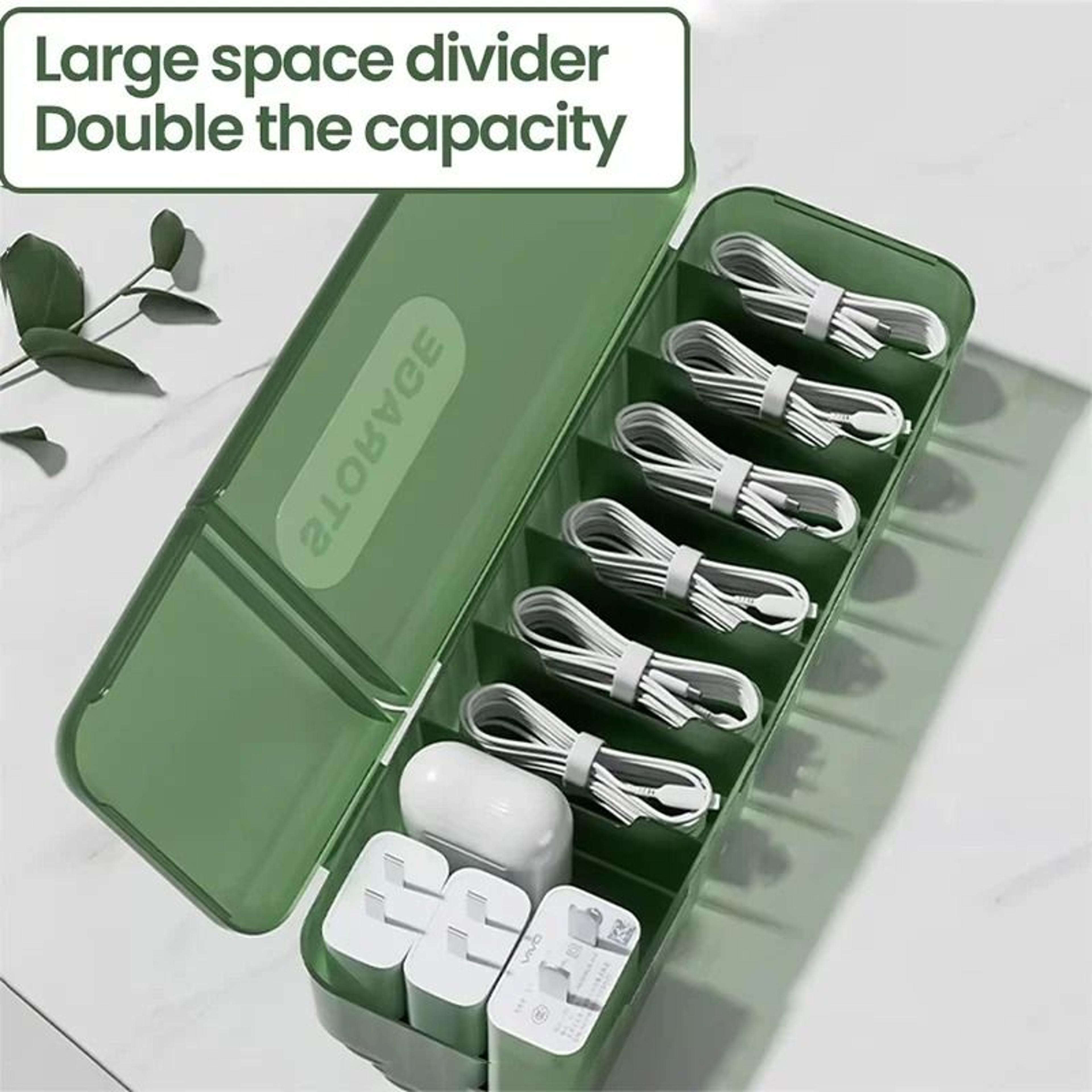 7 compartment desktop cable and charger organizer case