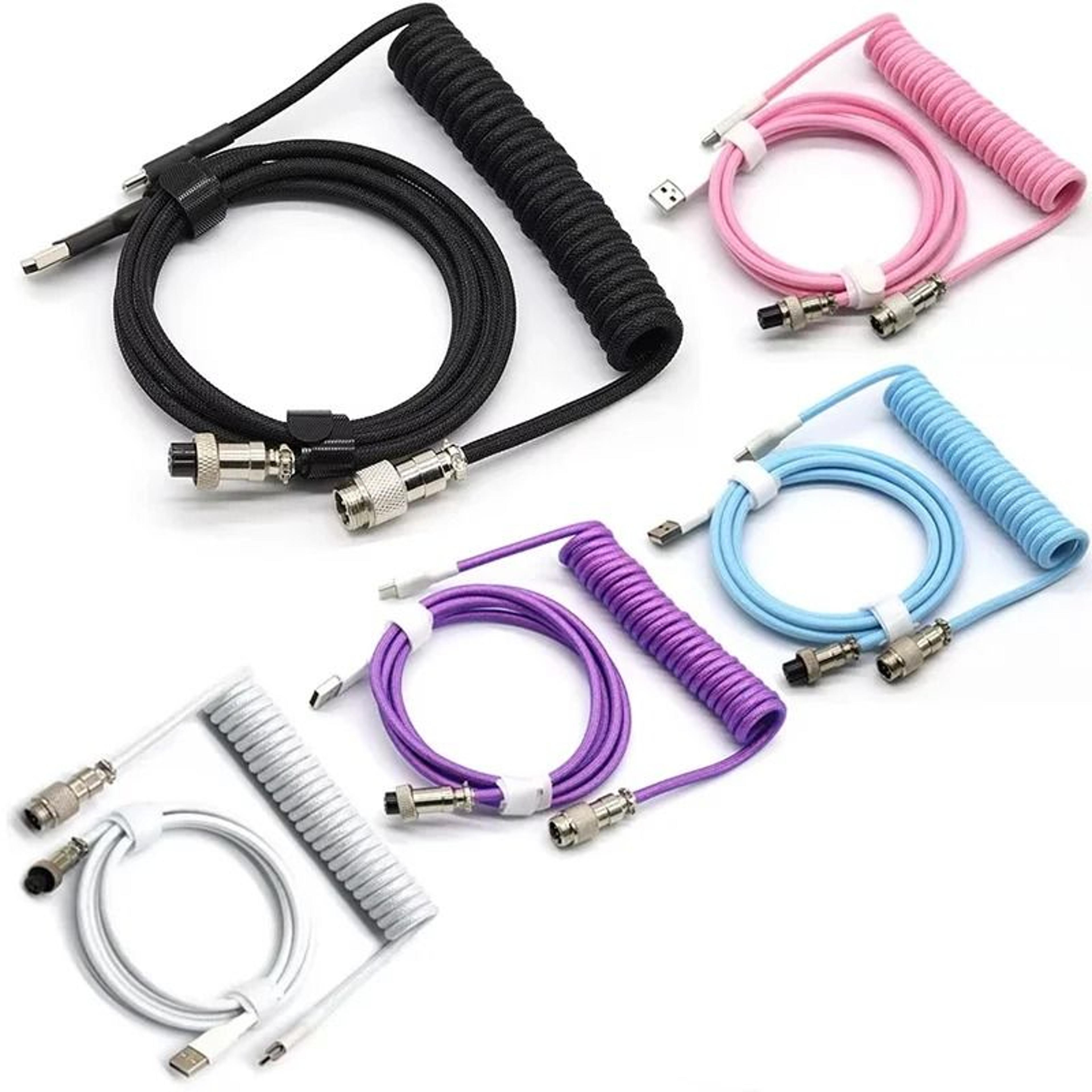 type c mechanical keyboard coiled cable with aviator connector