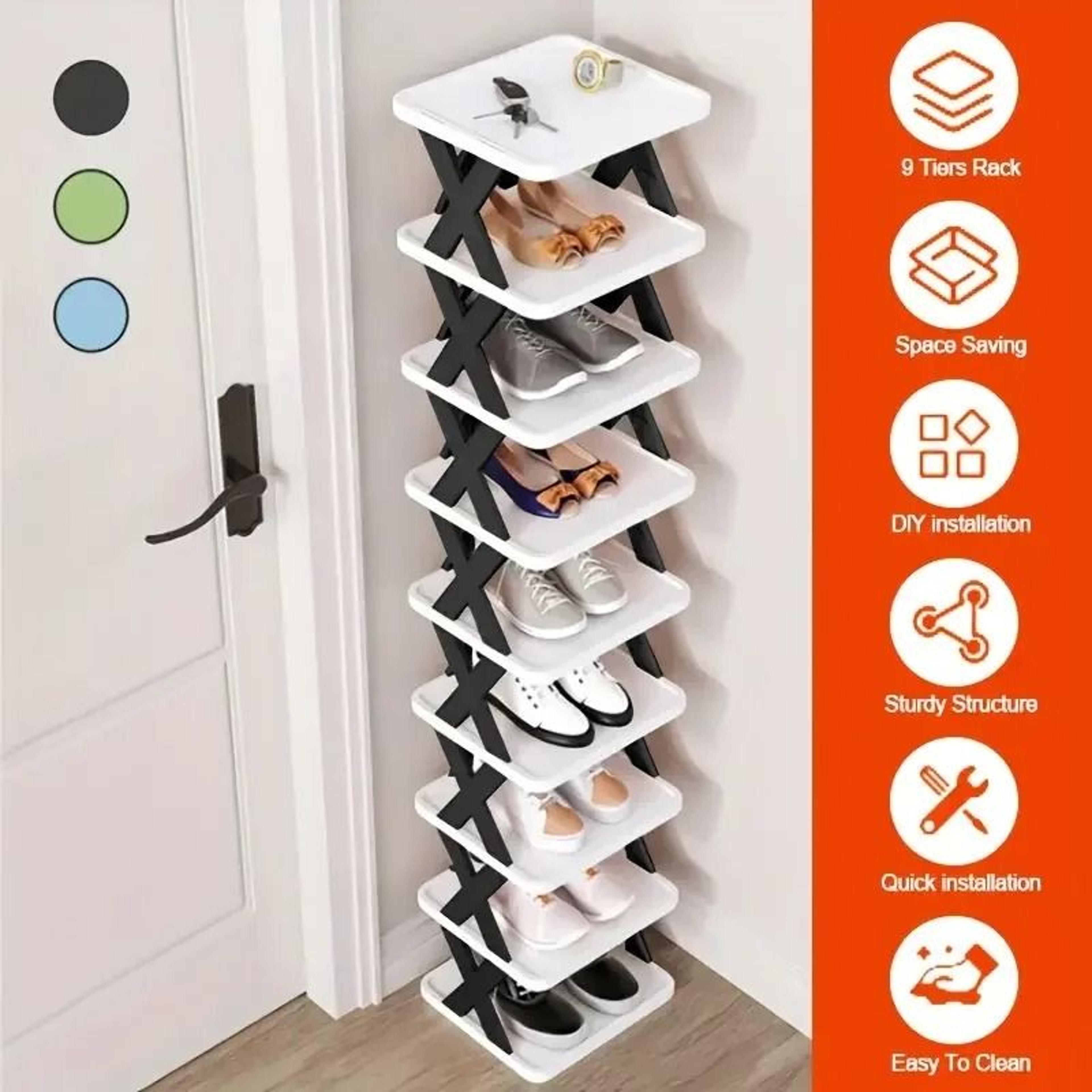 vertical space saving multi layer shoe organizer