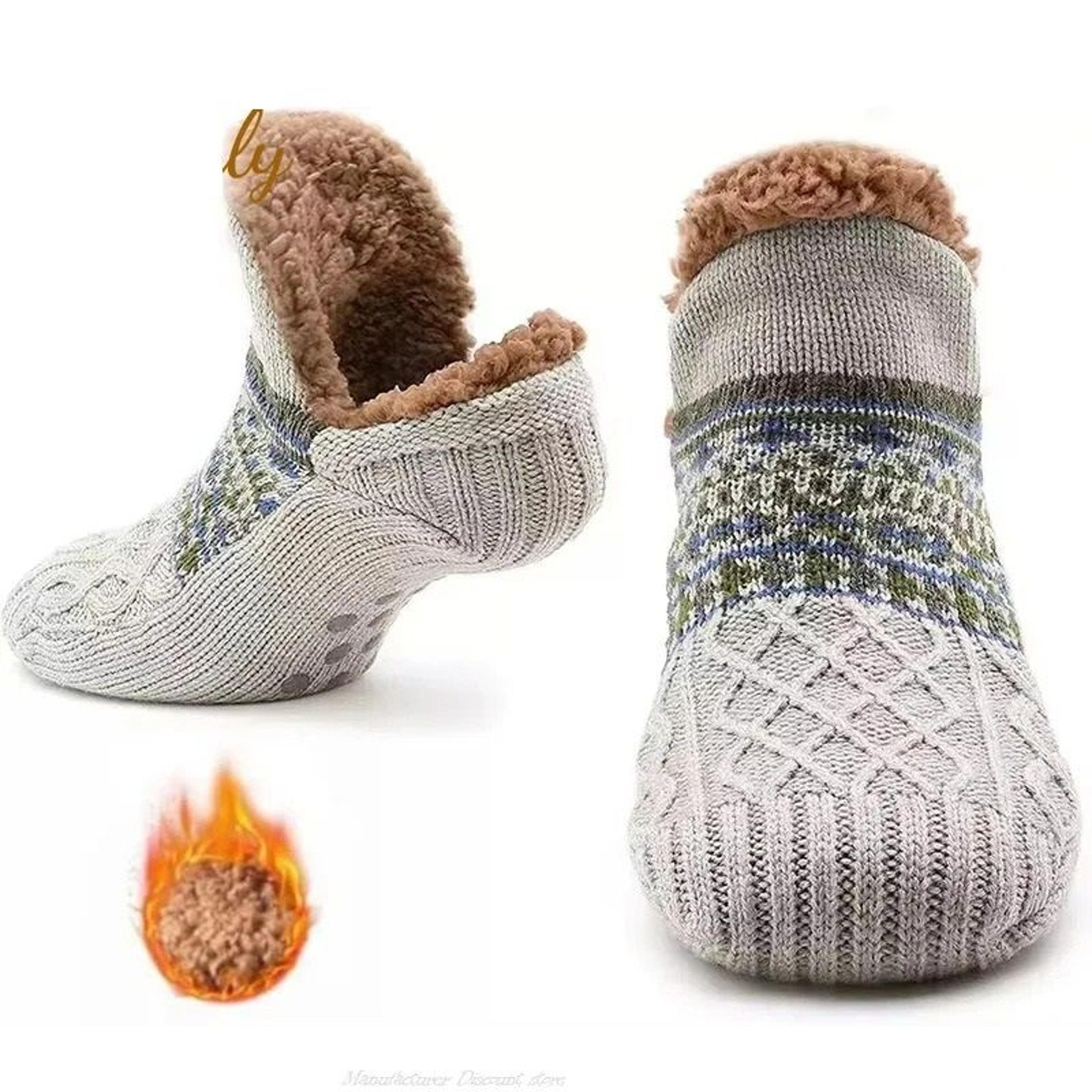 thermal velvet grip floor socks