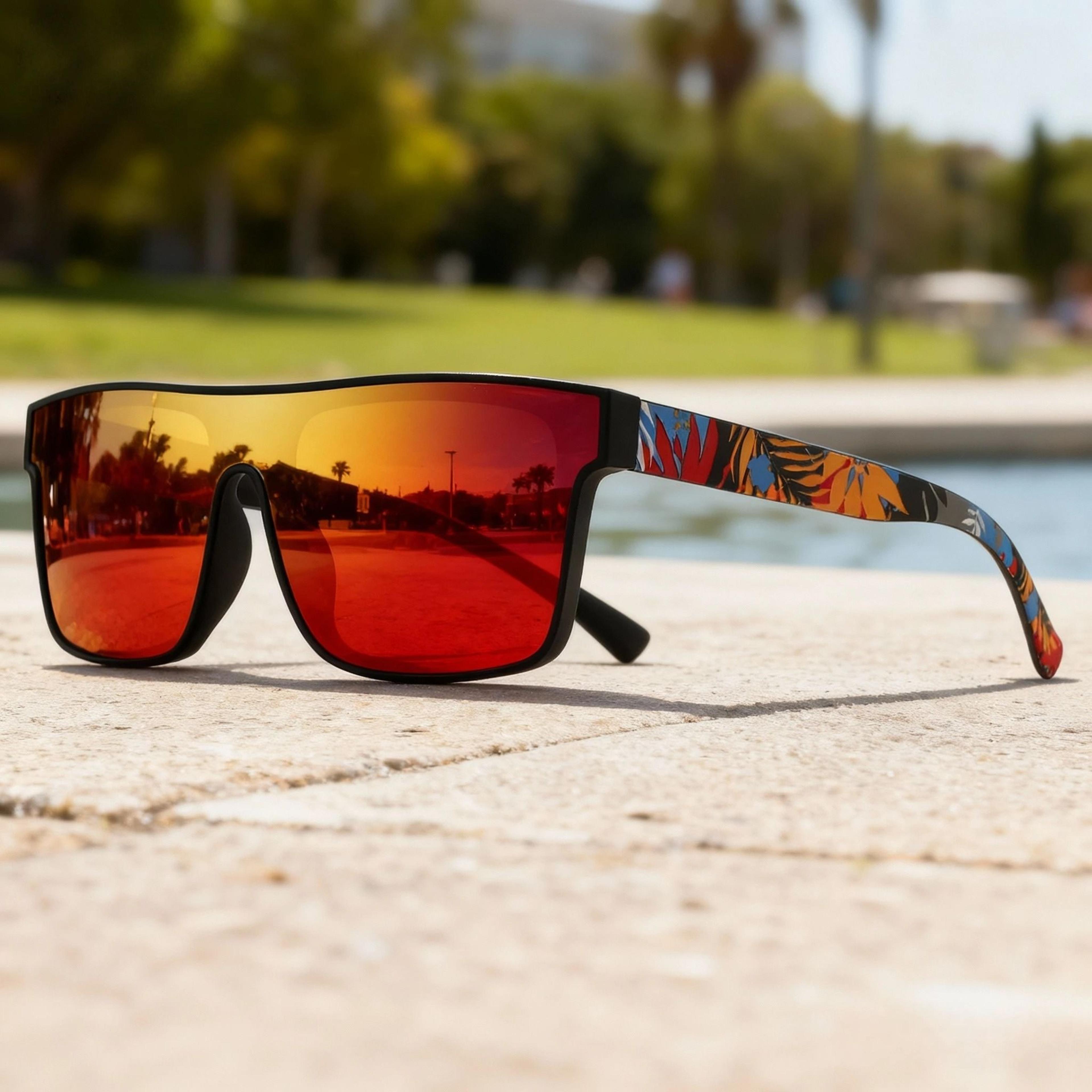 panoramic square sports performance sunglasses