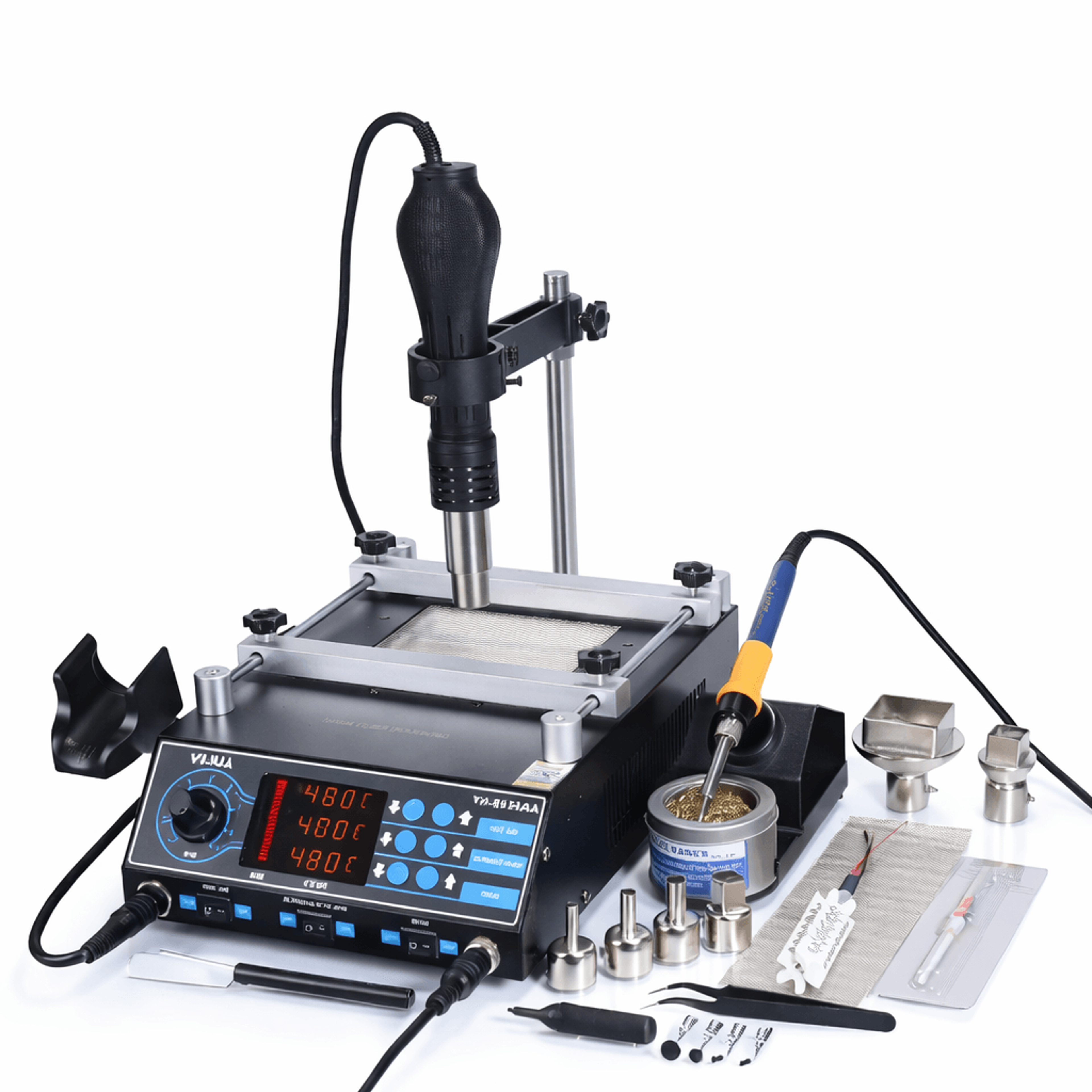 1200 w preheating rework station with hot air and soldering iron