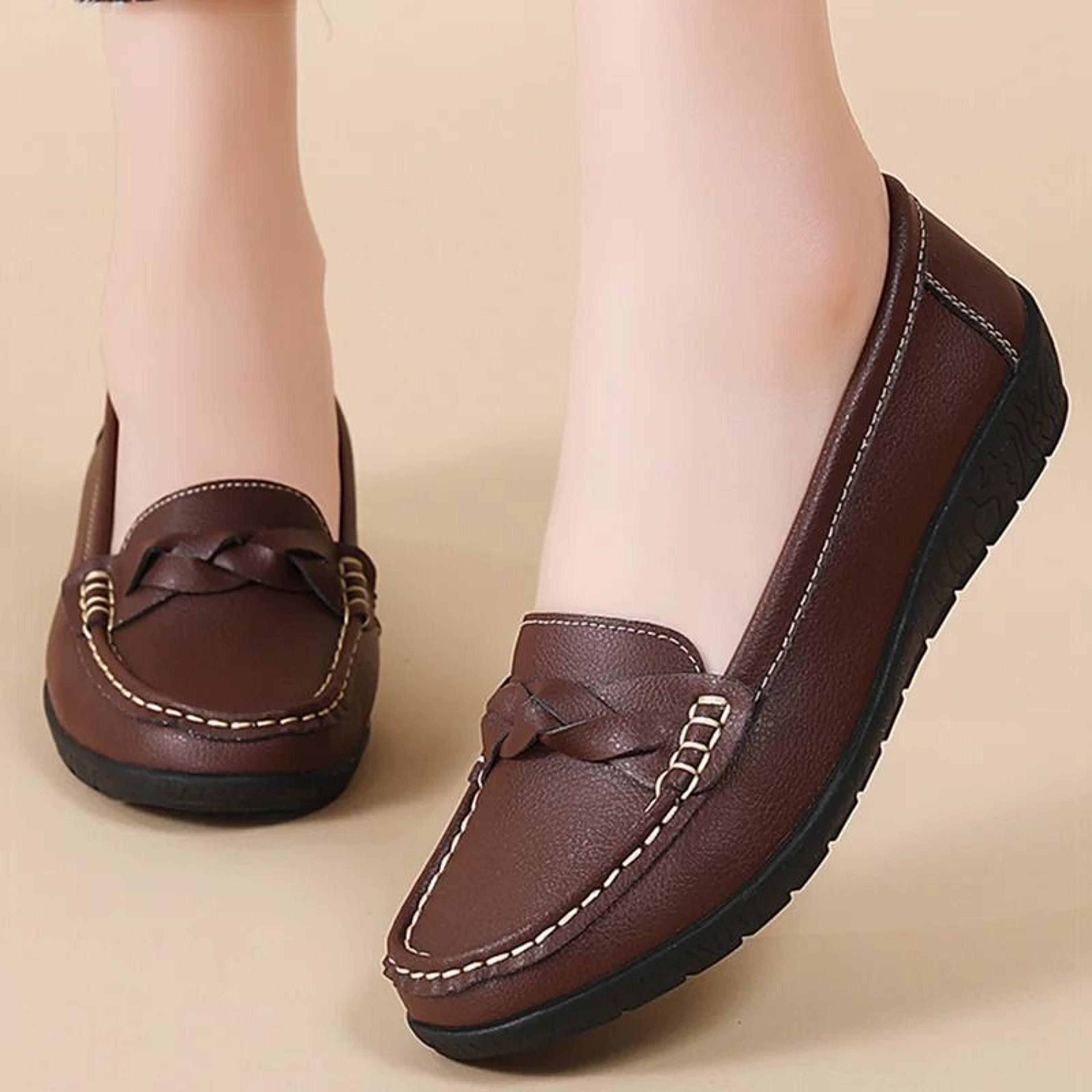 womens soft leather casual loafers