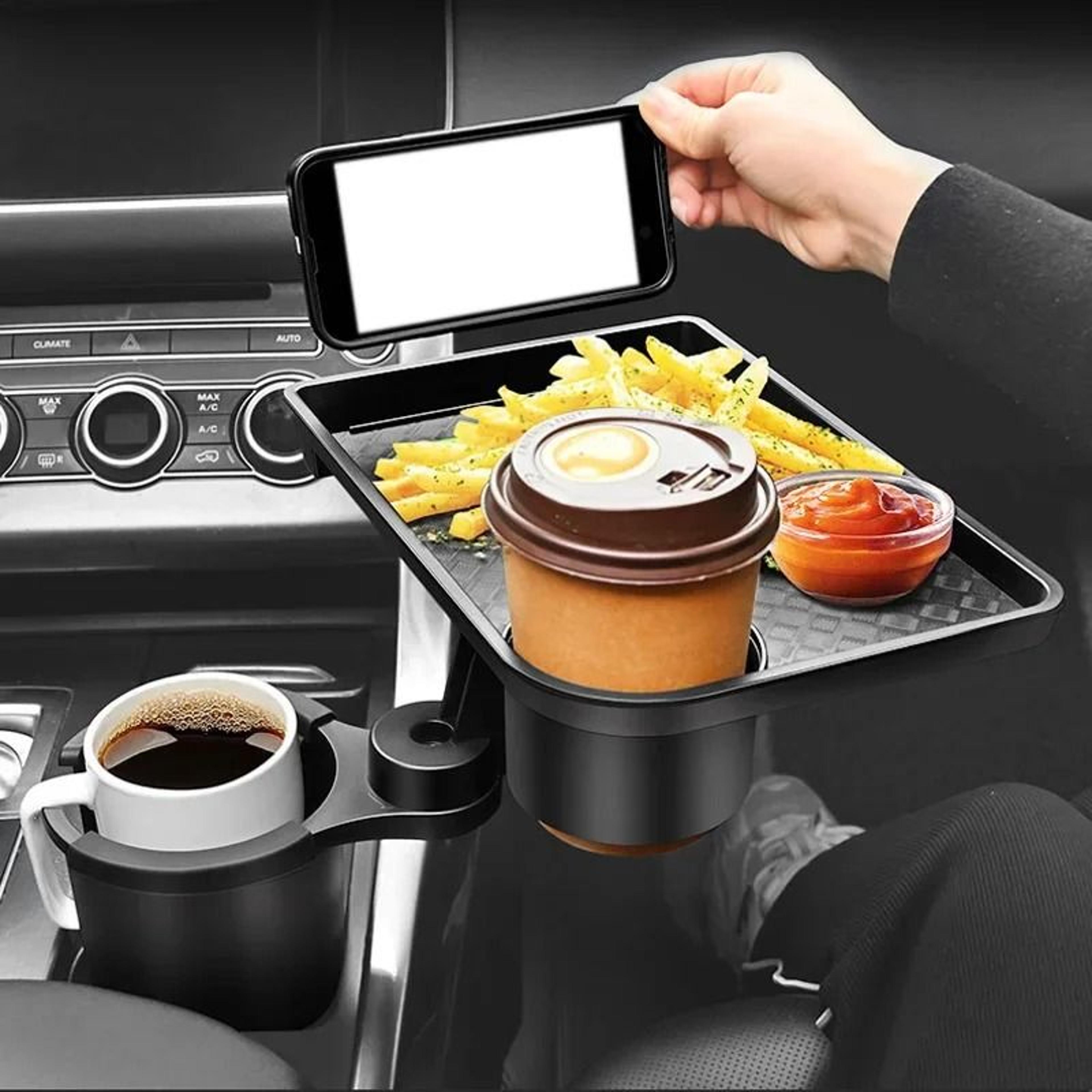 multi-functional vehicle console expander with integrated dining tray