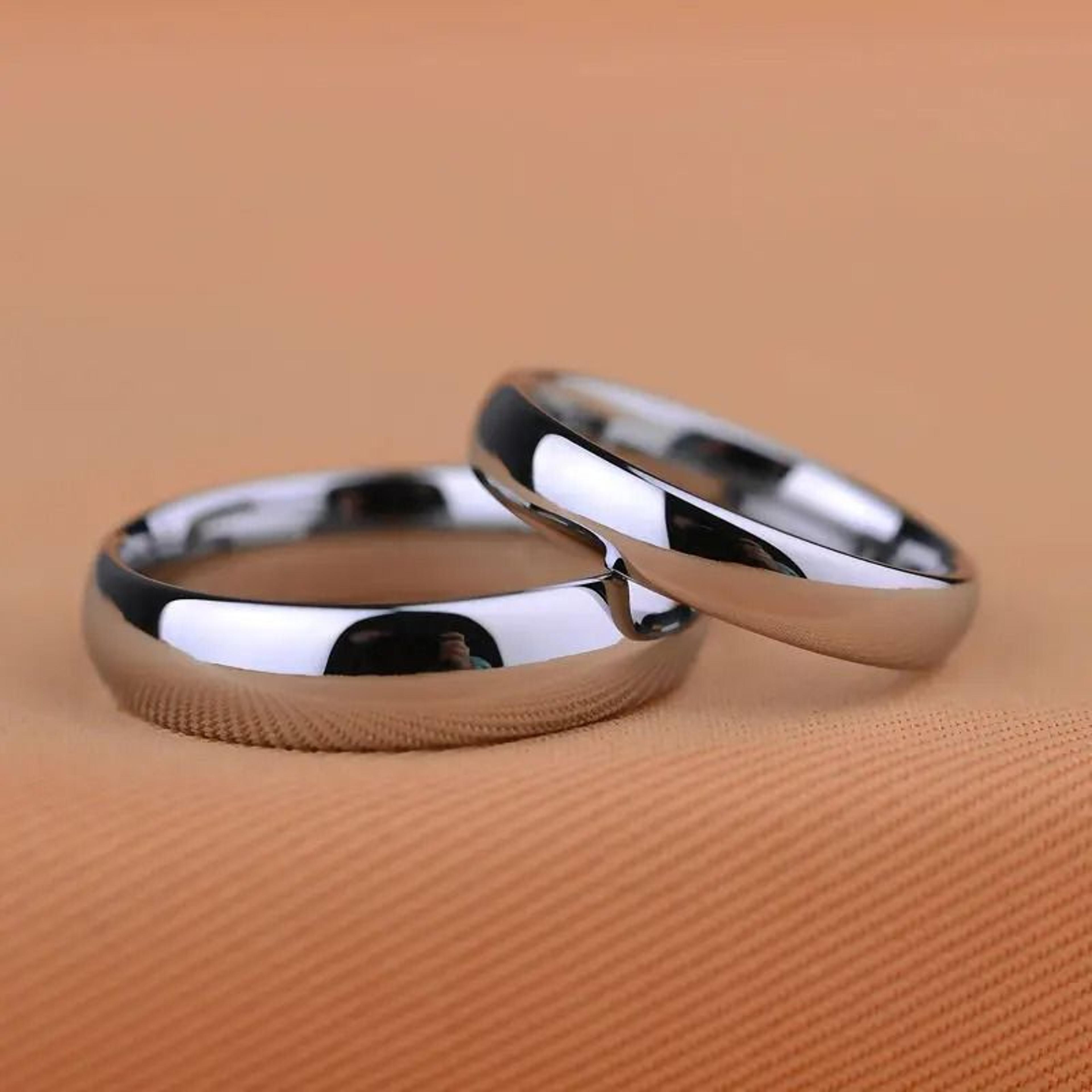 customize classic white tungsten scratch-proof permanent wedding ensemble