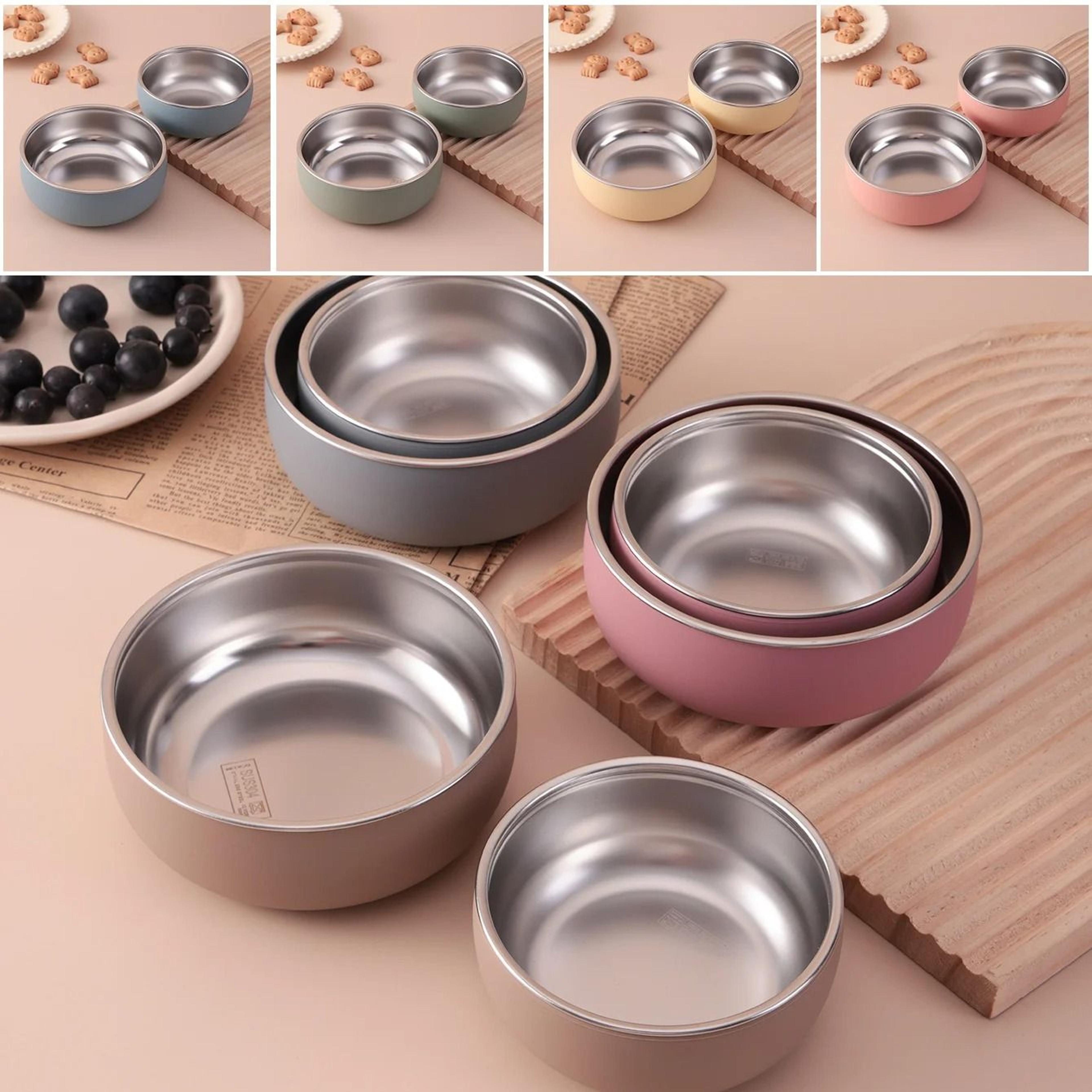 double layer stainless steel pediatric feeding bowl set