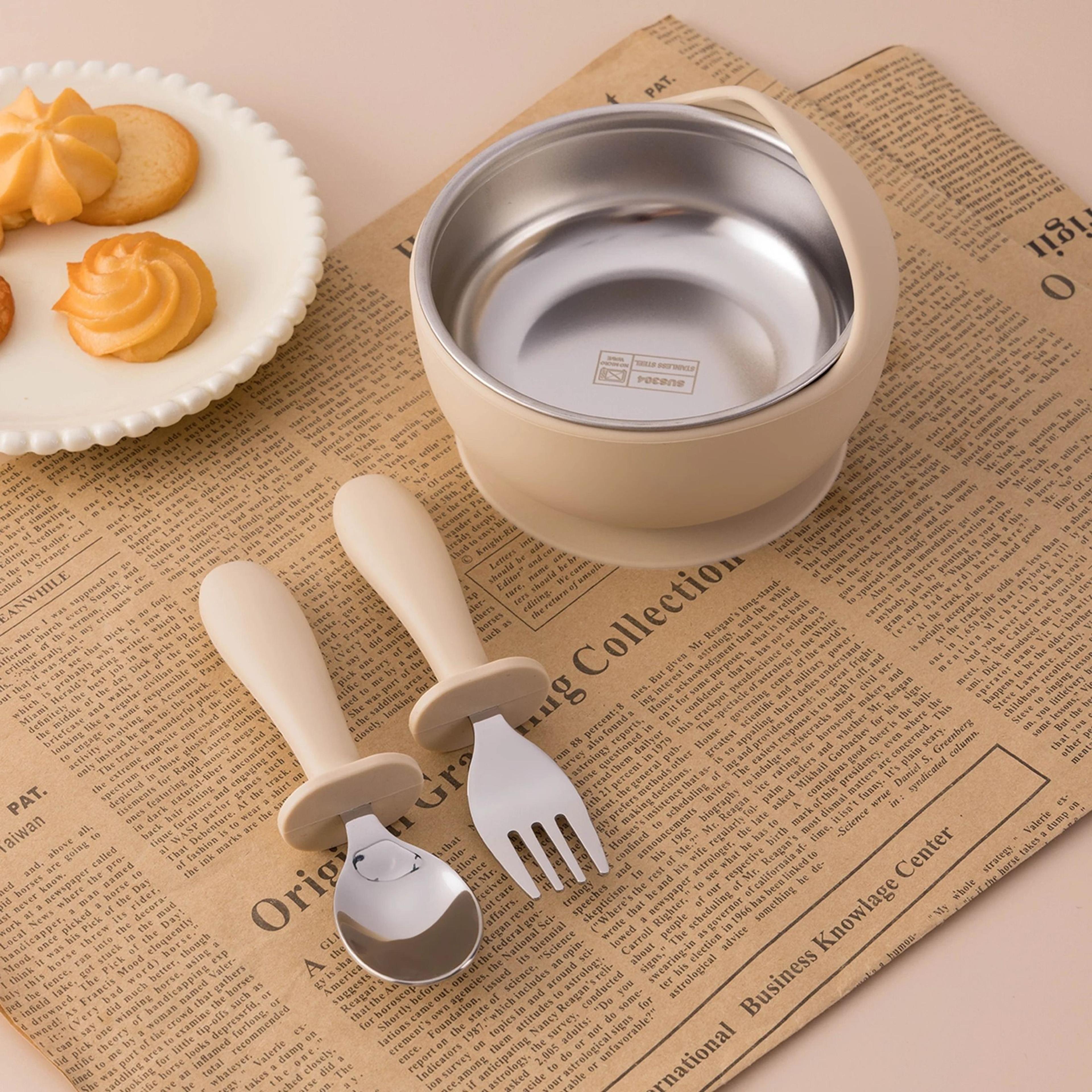 3 piece stainless steel kids feeding set