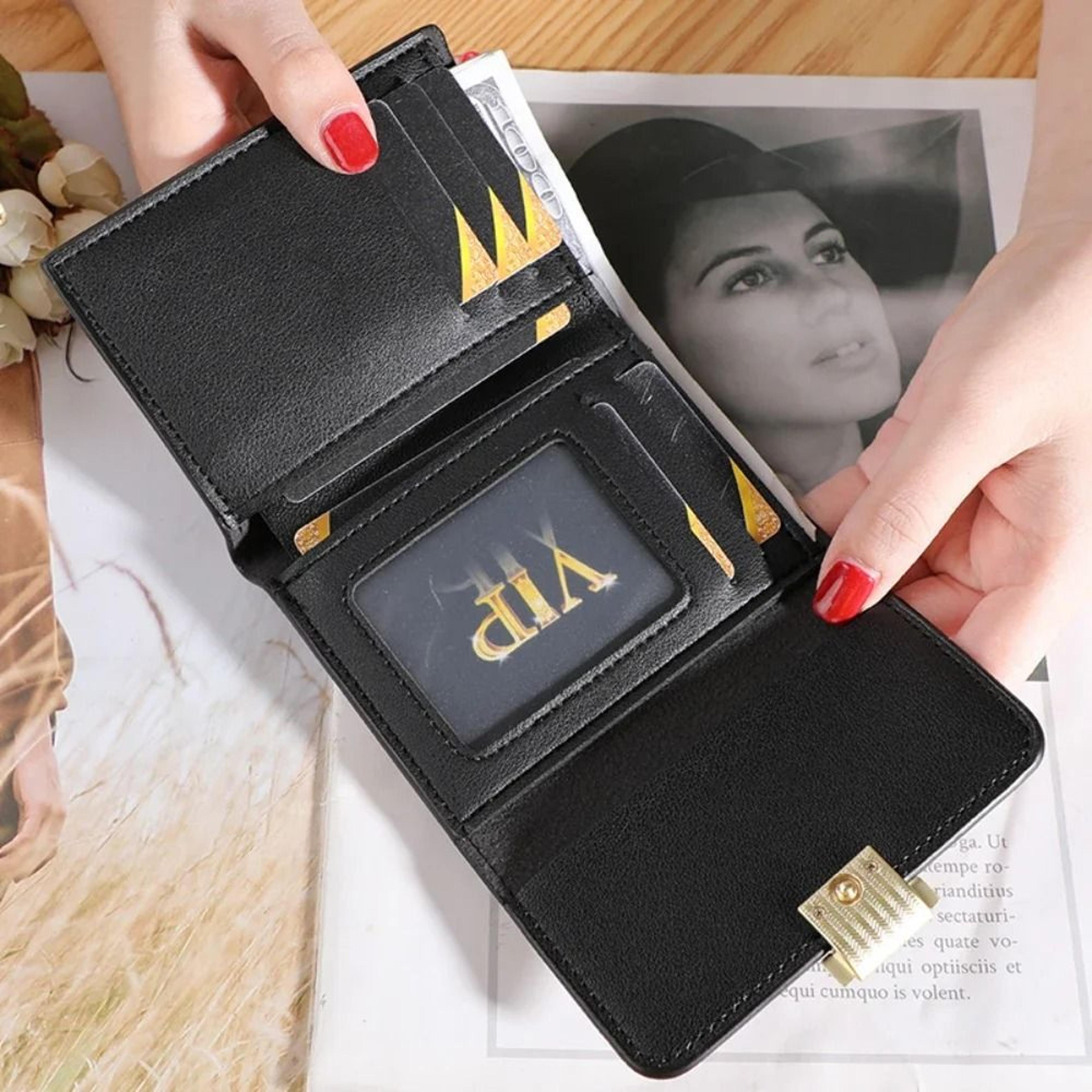 vintage women's compact leather wallet